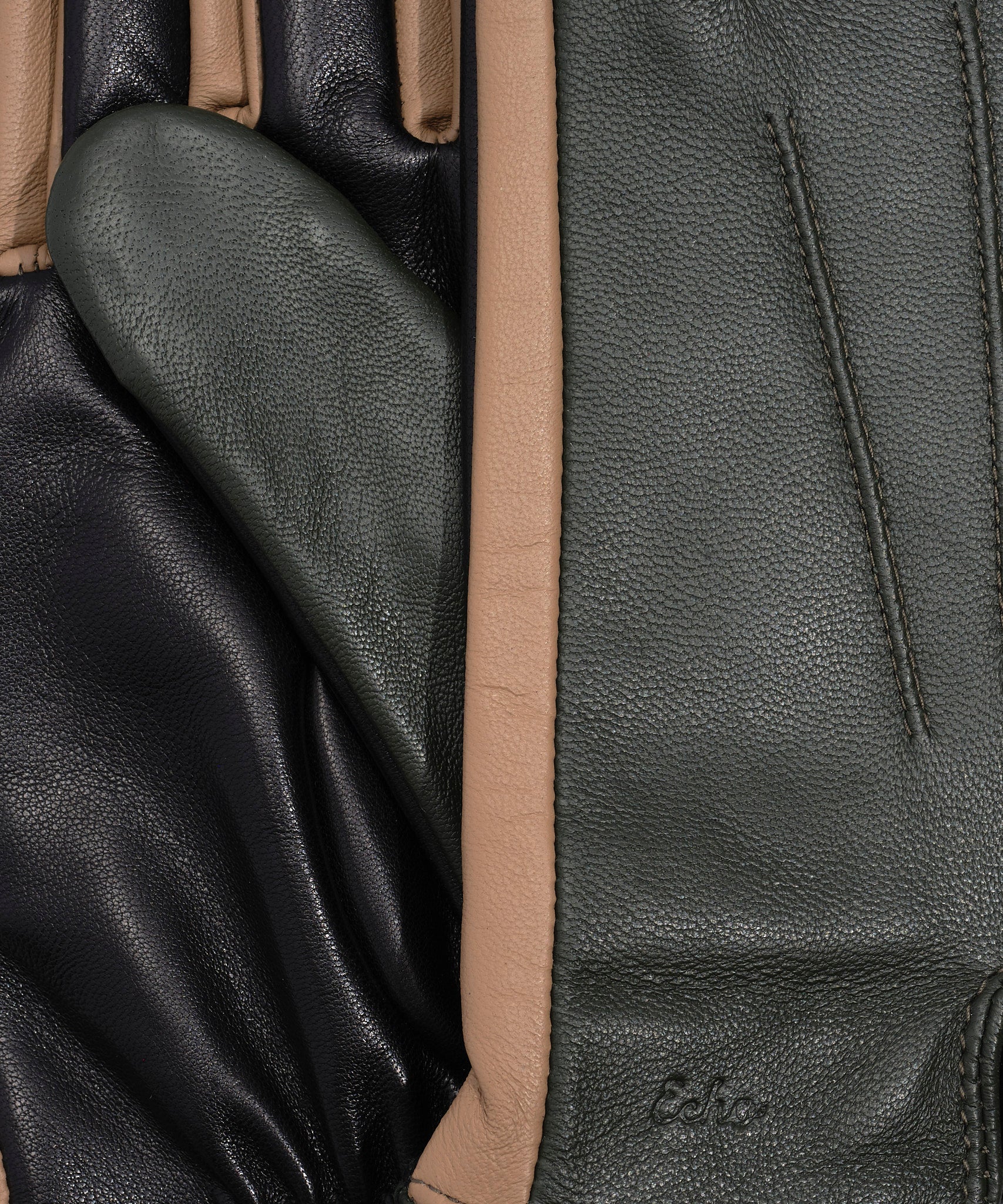 Colorblock Leather Glove in color forest green 