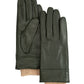 Rib Cuff Leather Glove in color forest green
