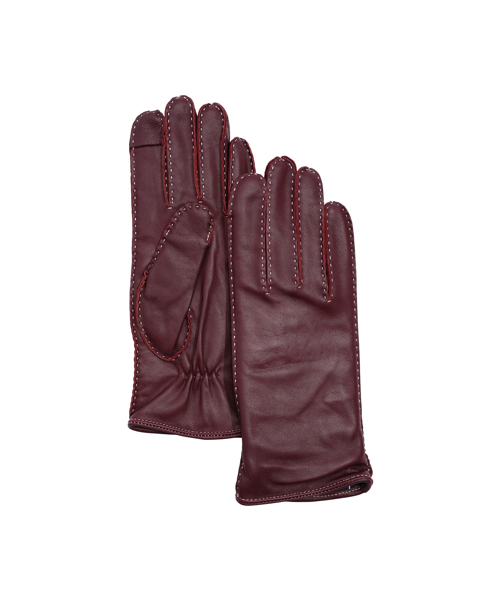 Stitch Detail Leather Glove in color fig