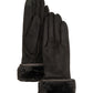 Stretch Suede Fold-up Faux Fur Cuff Gloves in color black
