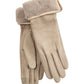 Stretch Suede Fold-up Faux Fur Cuff Gloves in color cream