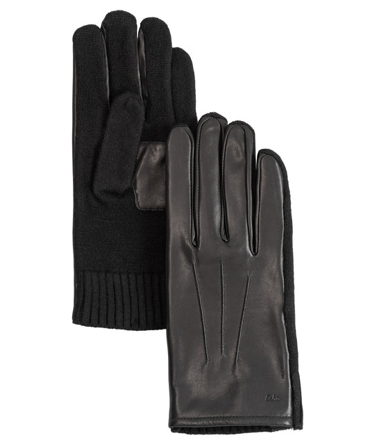 Knit Combo Leather Glove in color black