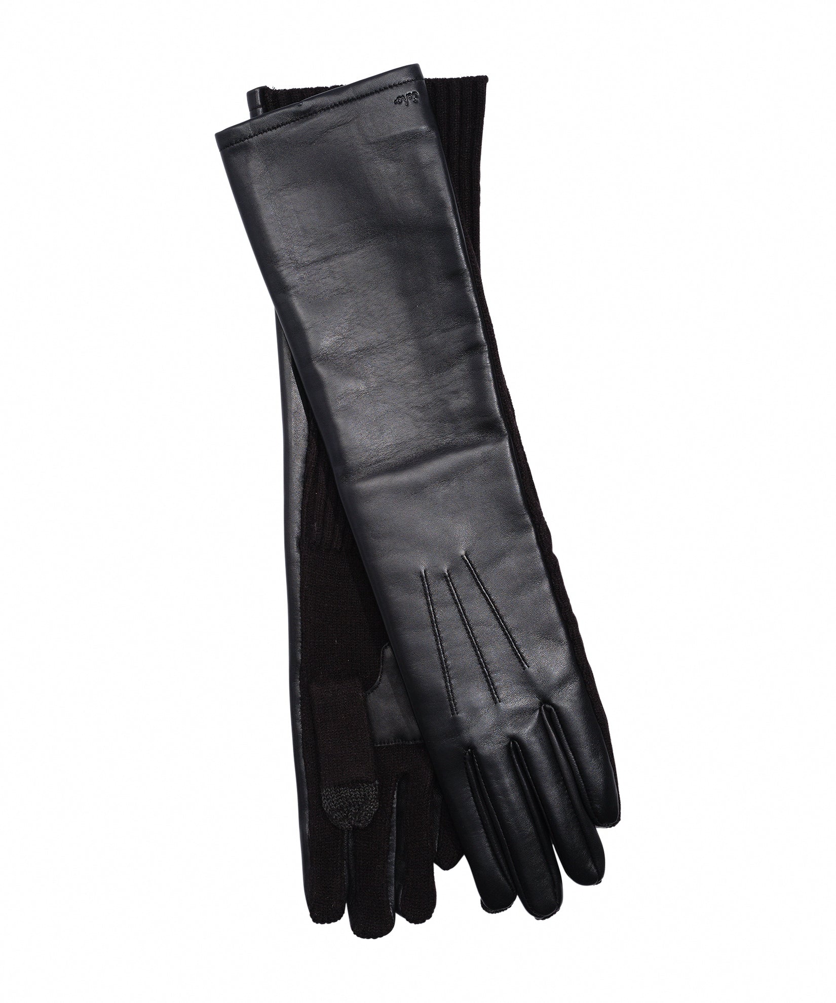 Fully Long Leather Glove in color black