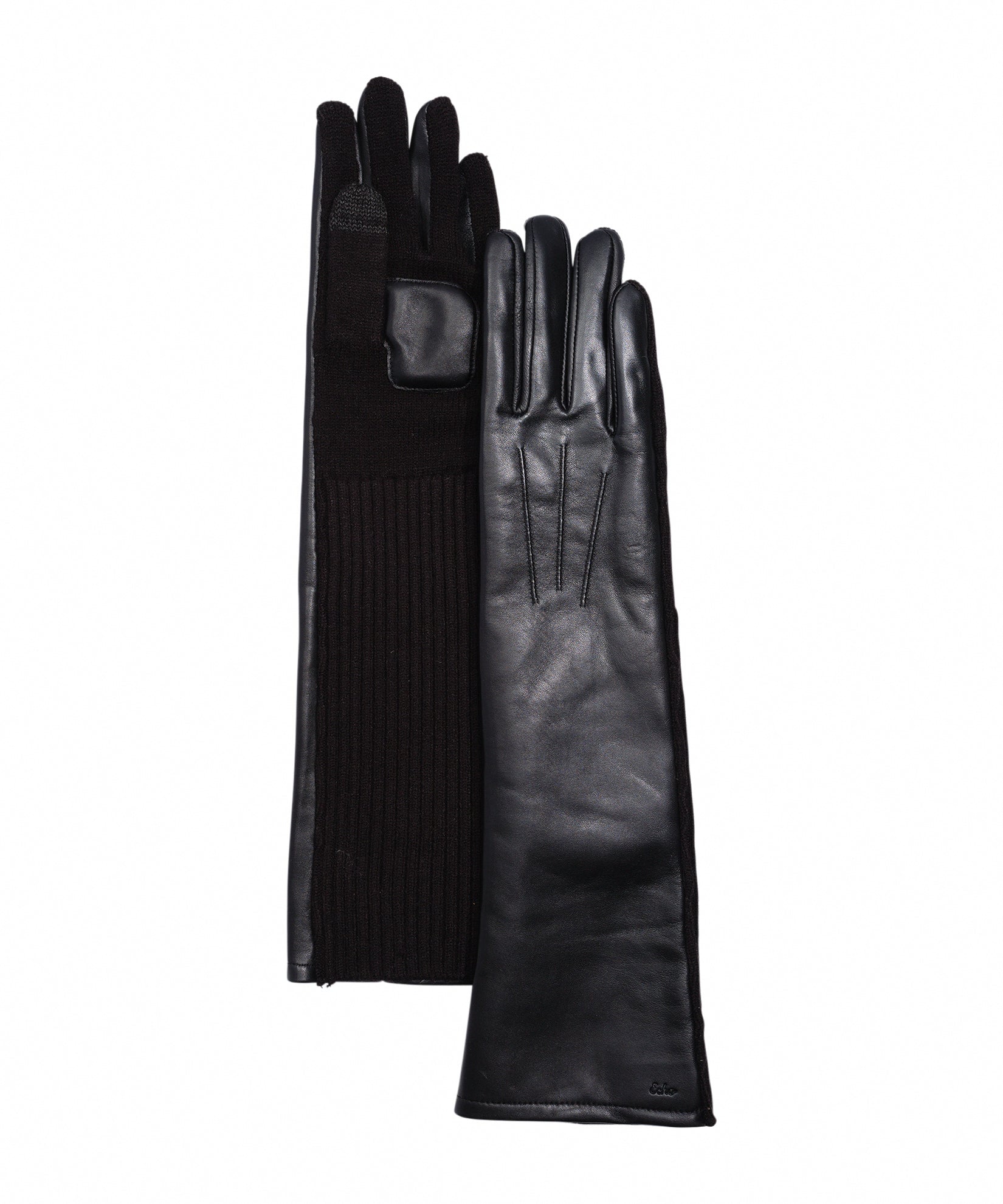 Fully Long Leather Glove in color black