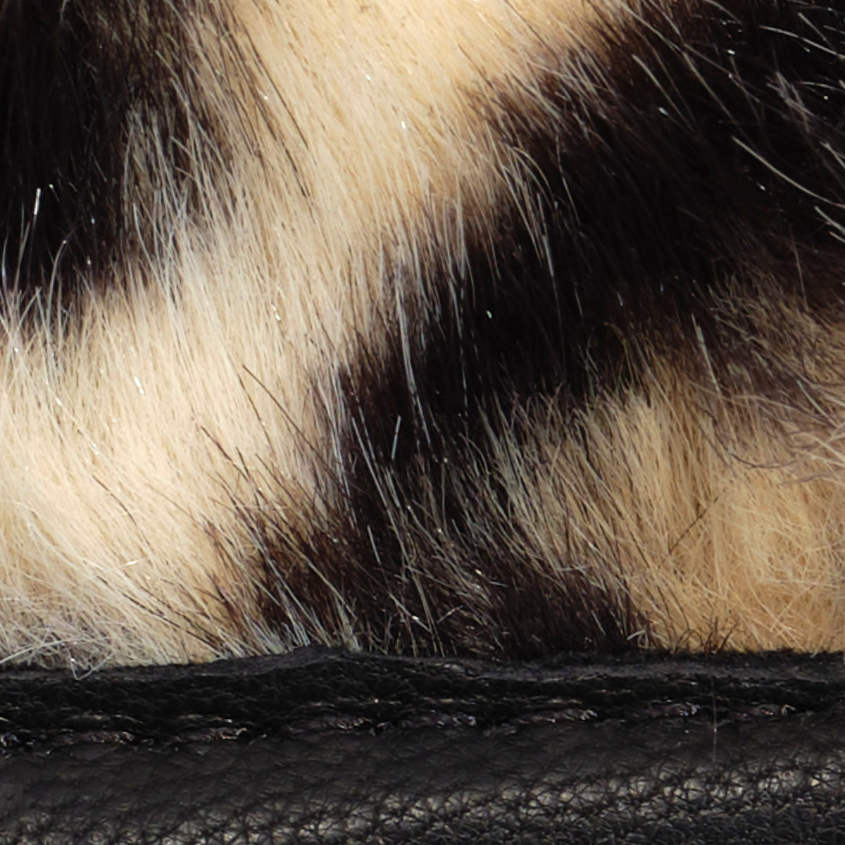 Leopard Faux Fur Leather Gloves in Black