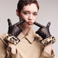 Leopard Faux Fur Leather Gloves in Black