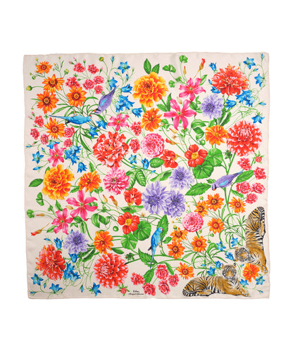 Bengal Blooms Silk Square in color Alabaster