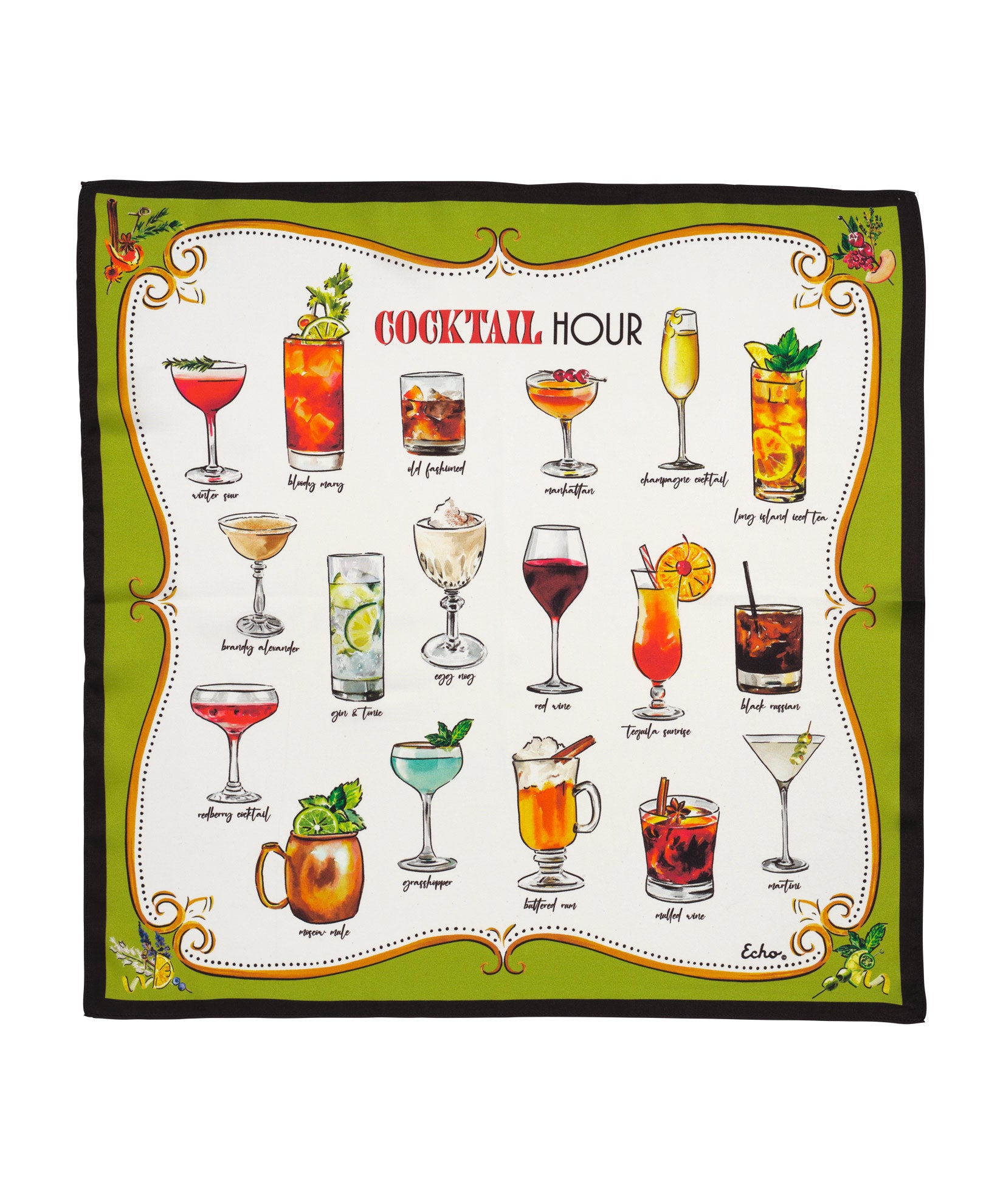Cocktail Hour Silk Bandana in color citrus twist