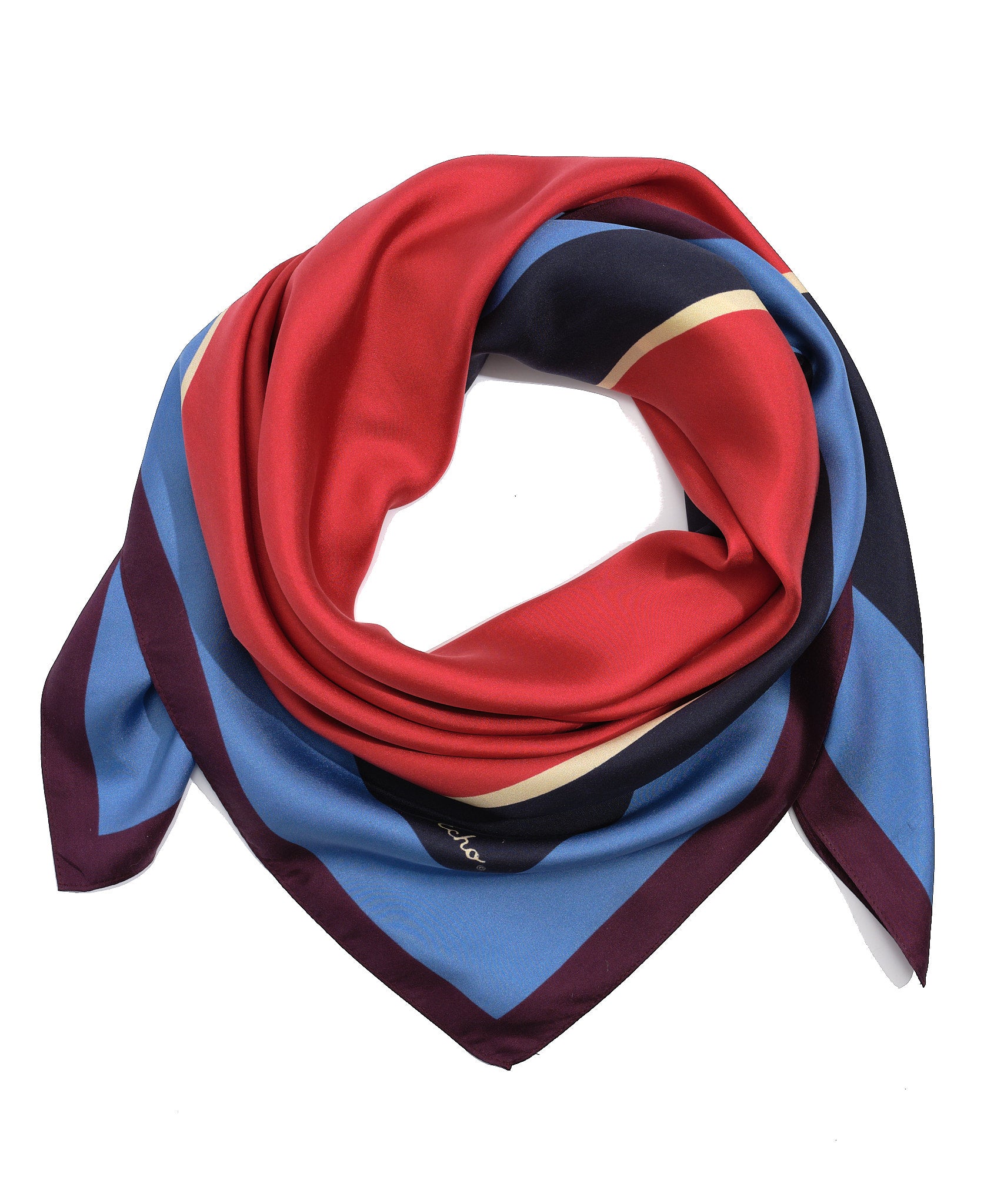 Color Block Logo Oversized Double-Sided Silk Square Scarf: Women's