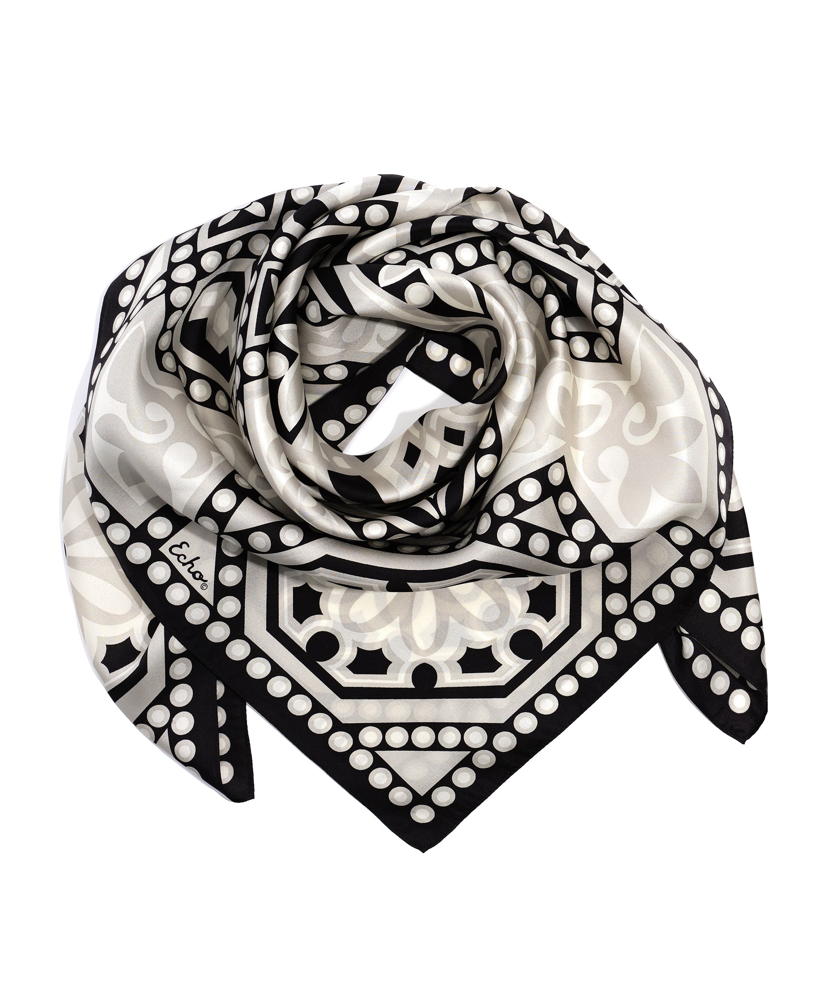 The Marquee 35" Silk Square Scarf in Black