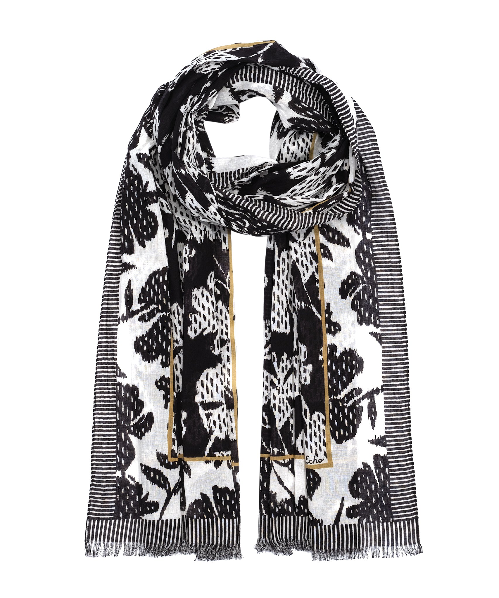 Isle Ikat Floral Wrap in color Black