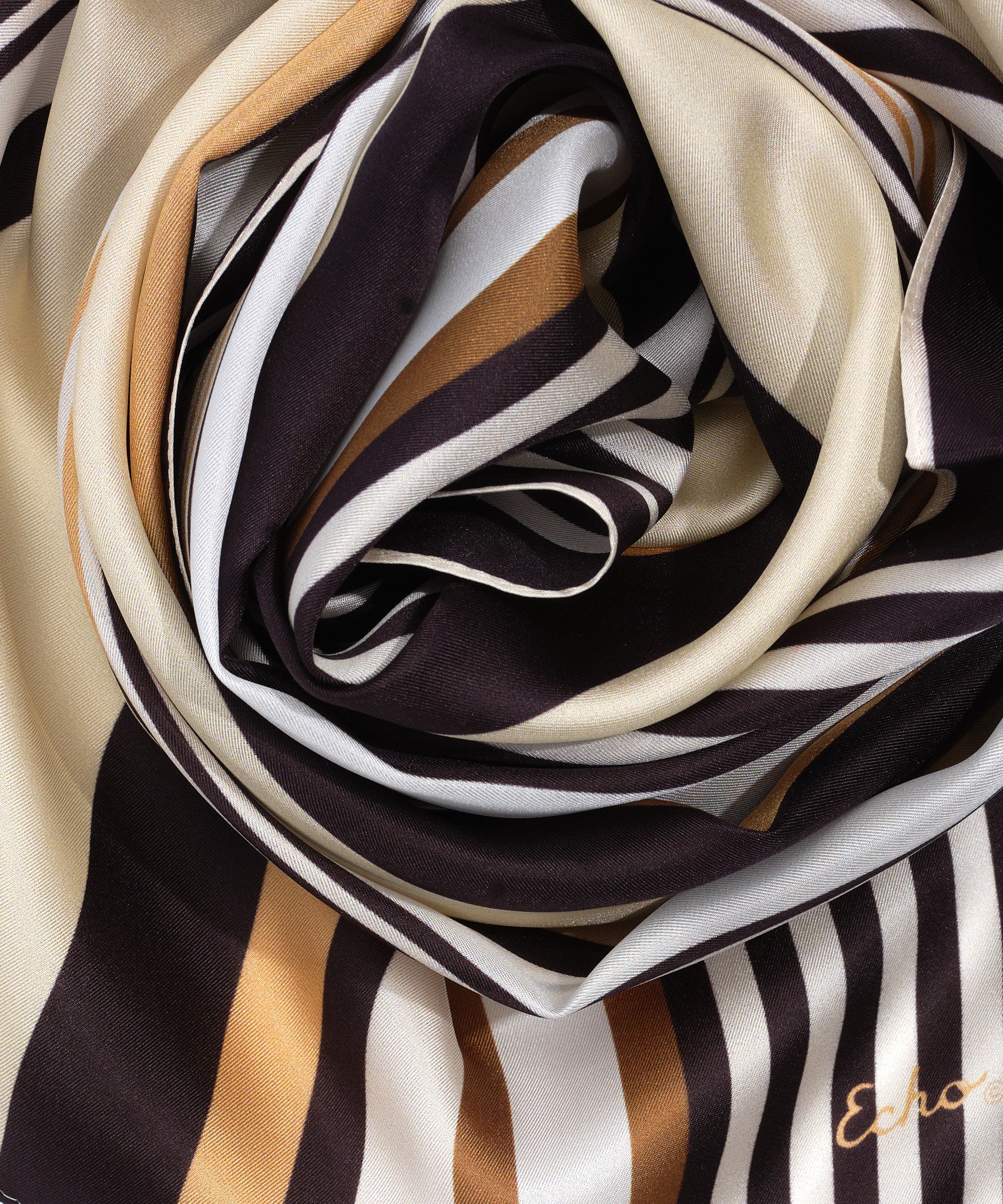 Tropic Stripe Silk Oblong in color Black