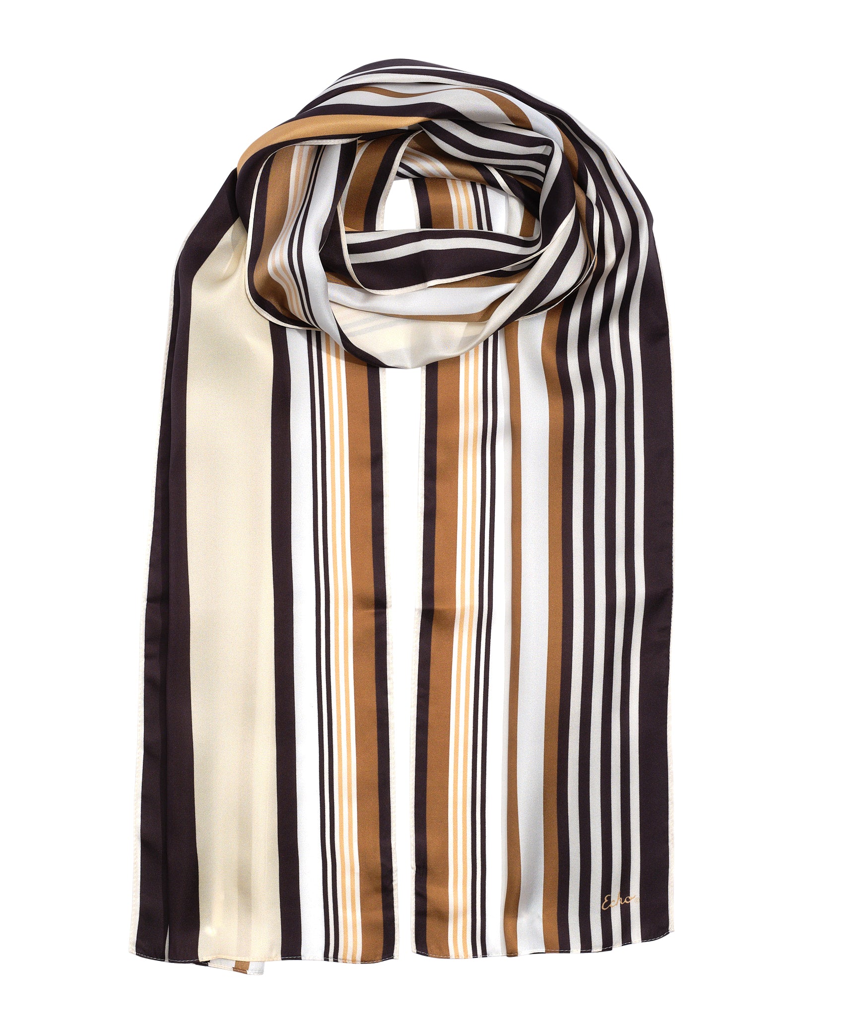 Tropic Stripe Silk Oblong in color Black