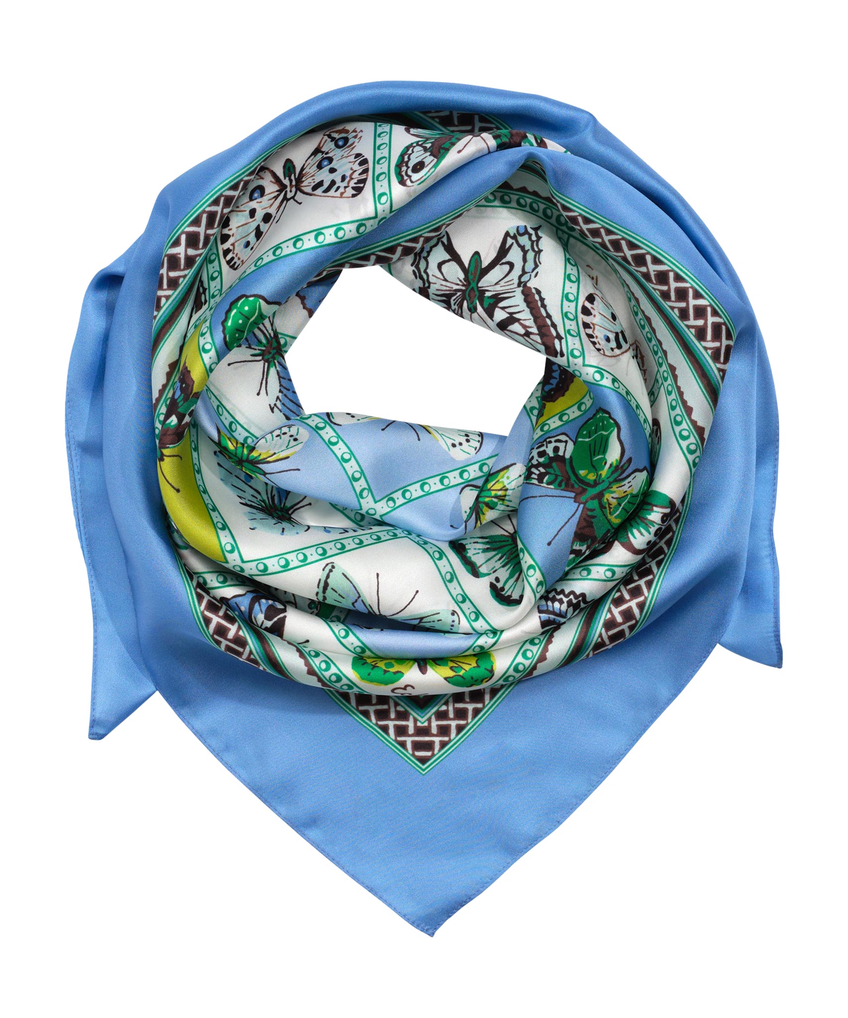 Butterfly Display Silk Square Scarf in color capri