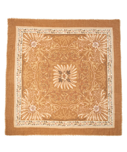 Vintage Decorative Floral Square Scarf in color vicuna