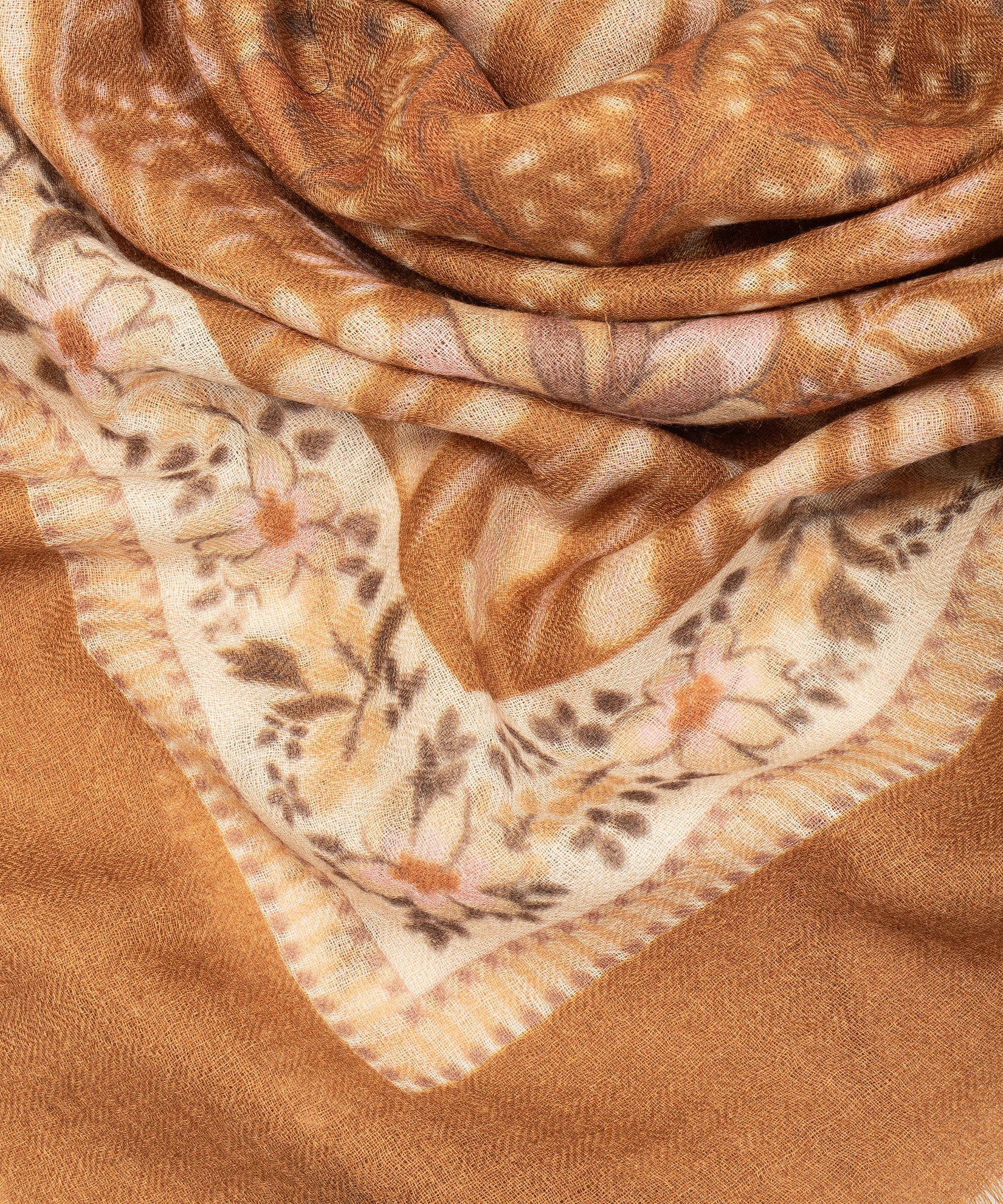 Vintage Decorative Floral Square Scarf in color vicuna