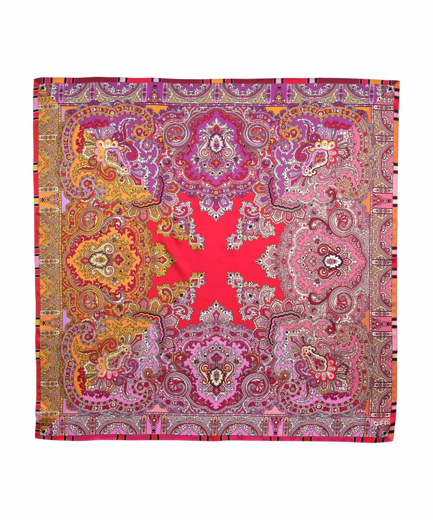 Colorblock Paisley Square in color Cherry