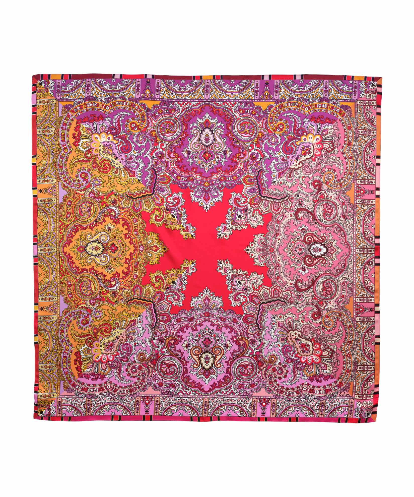 Colorblock Paisley Square in color Cherry