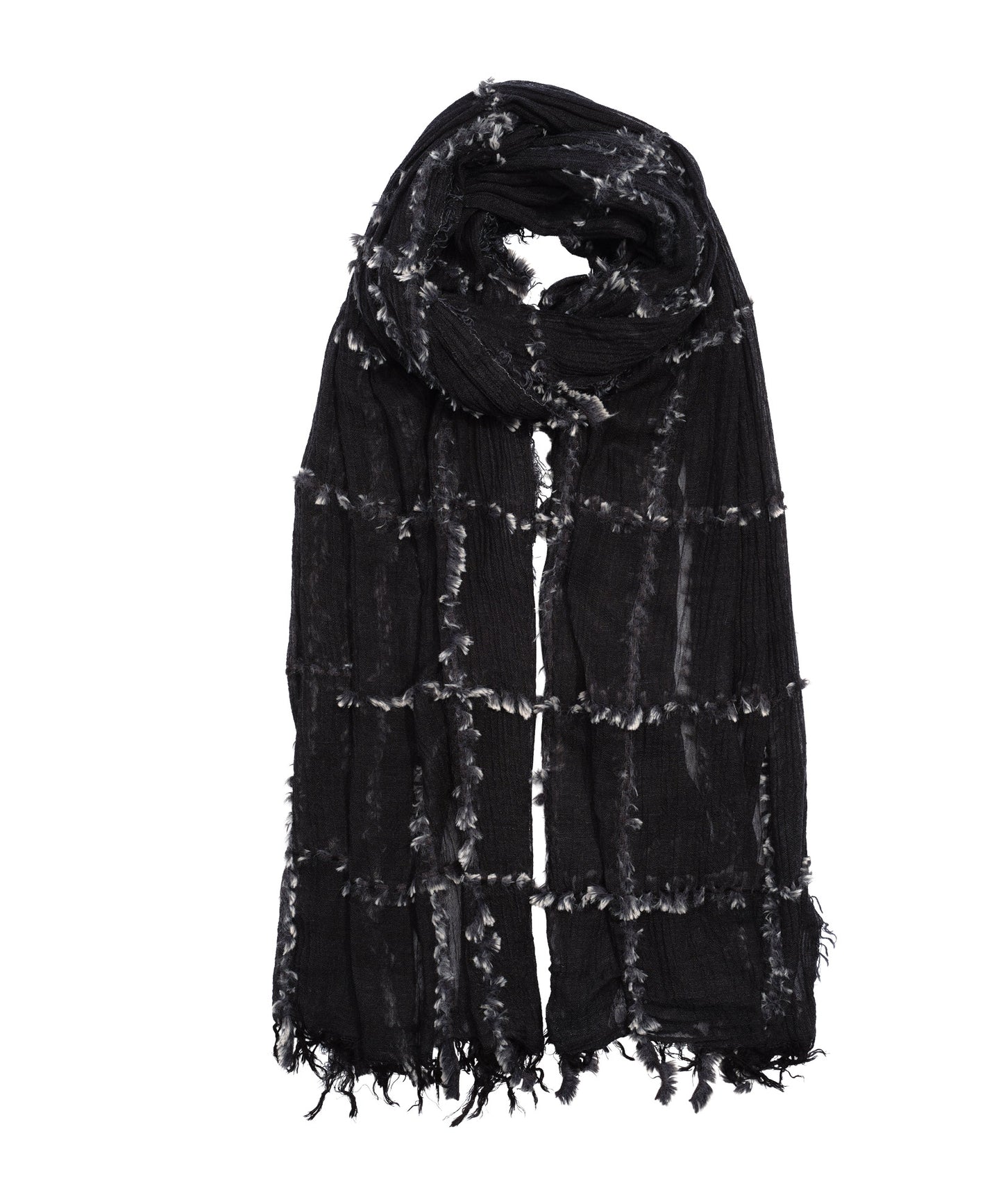 Faux Fur Plaid Wrap in color Black