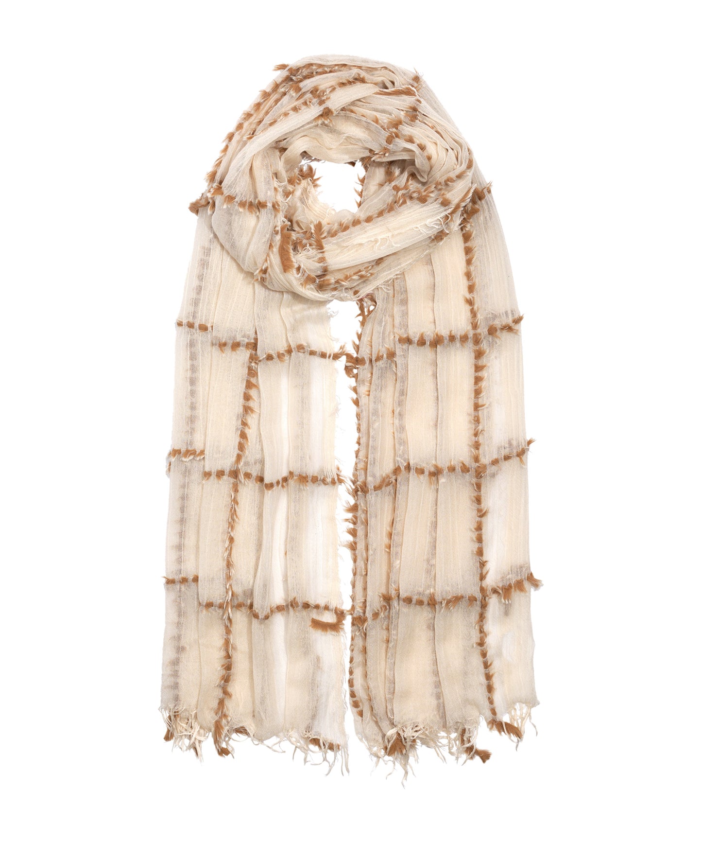 Faux Fur Plaid Wrap in color Cream