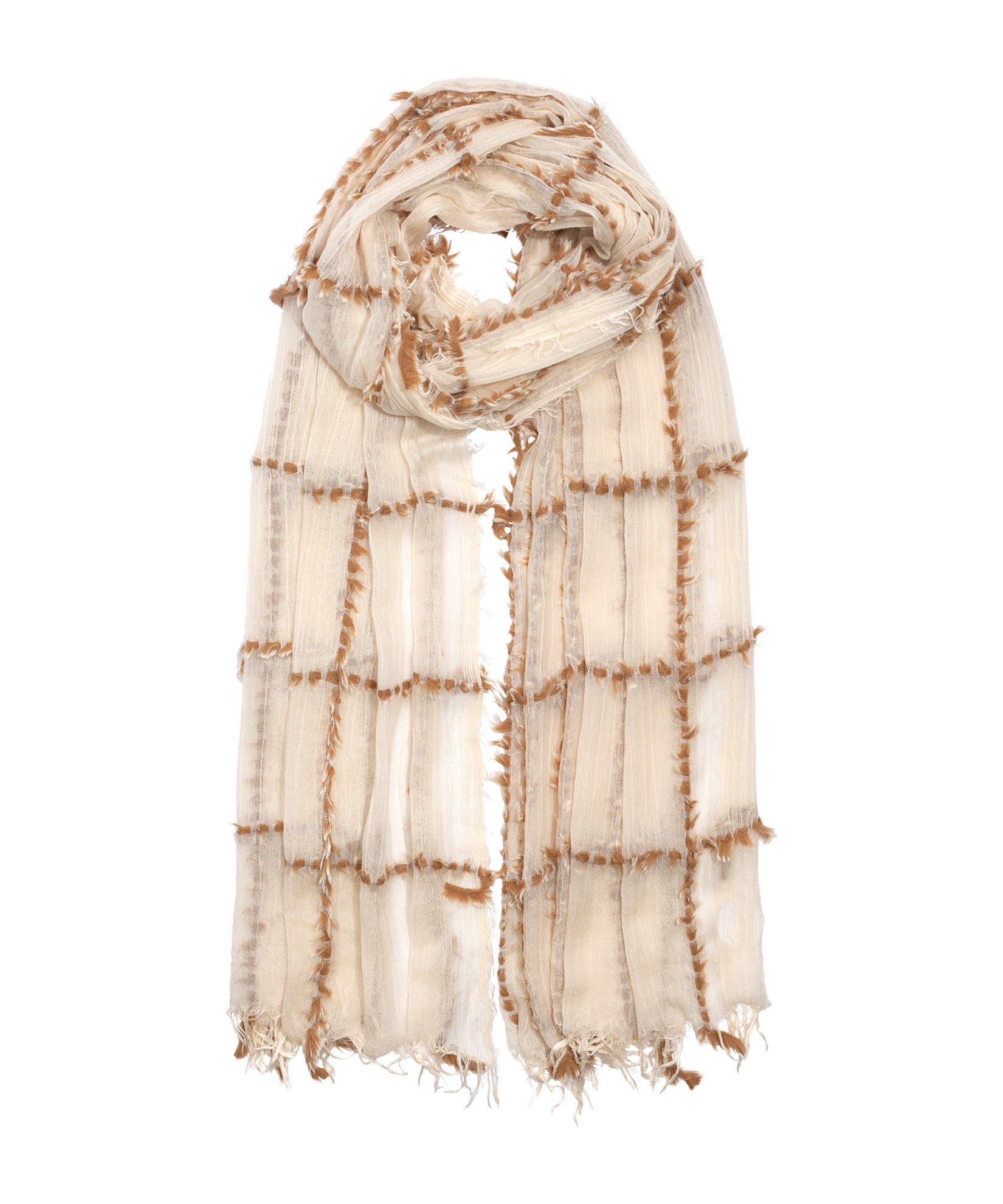 Faux Fur Plaid Wrap in color Cream