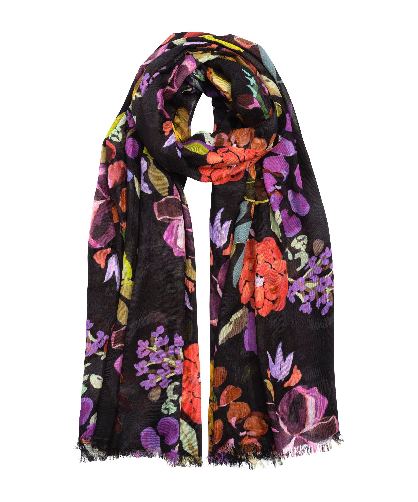 Happy Floral Wrap in color Black