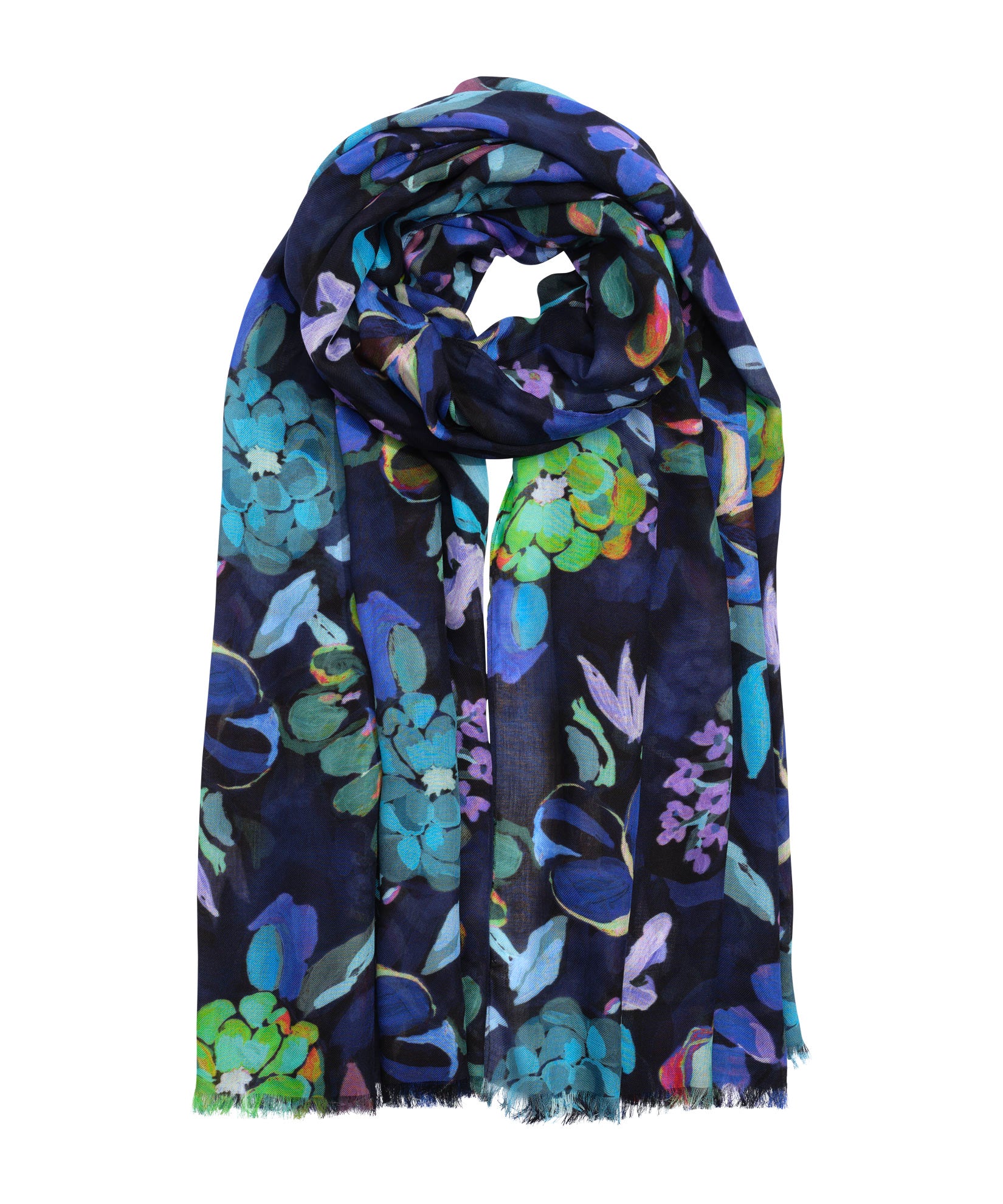 Happy Floral Wrap in color Navy