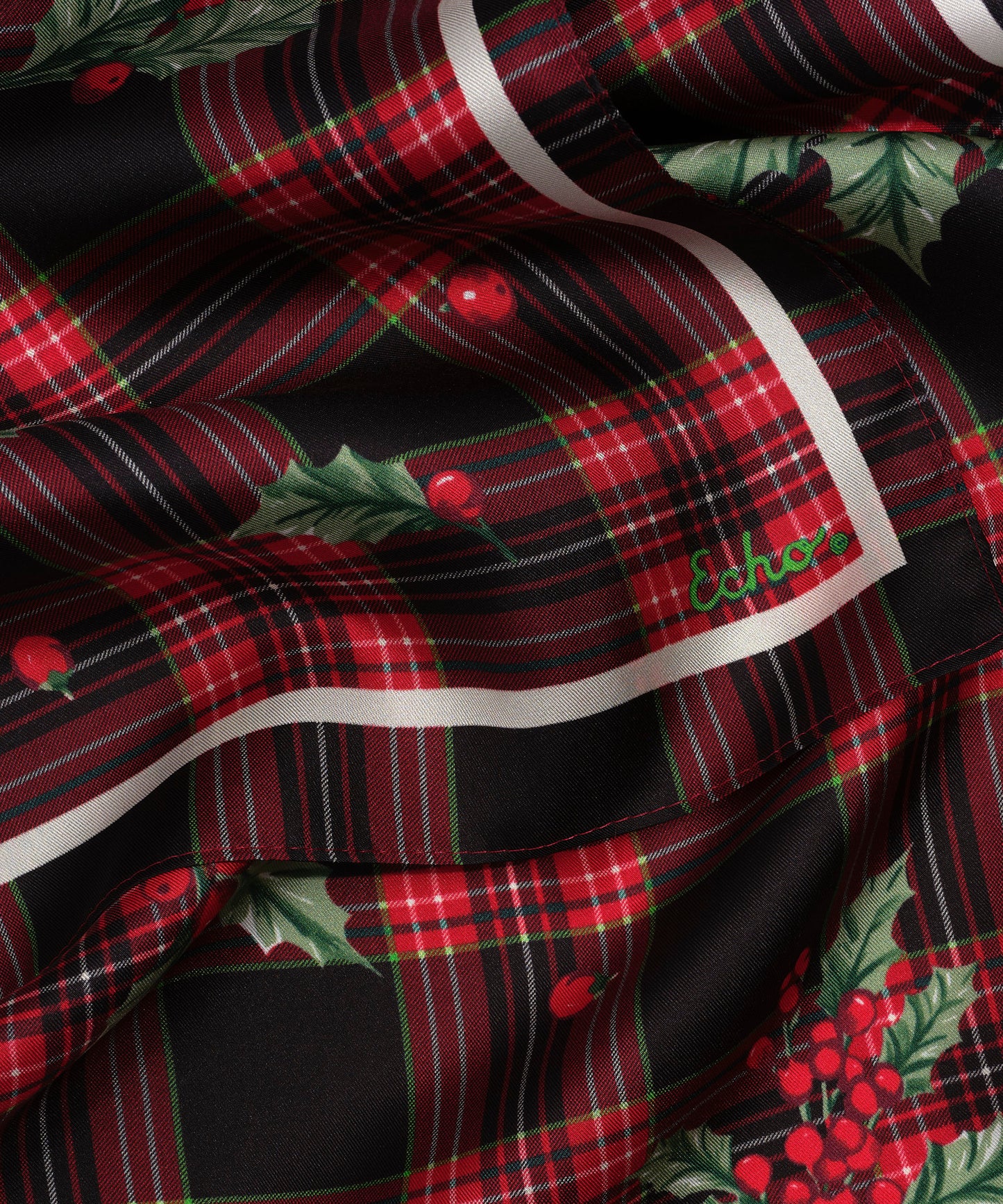 Holly Plaid Silk Scarf in color Black