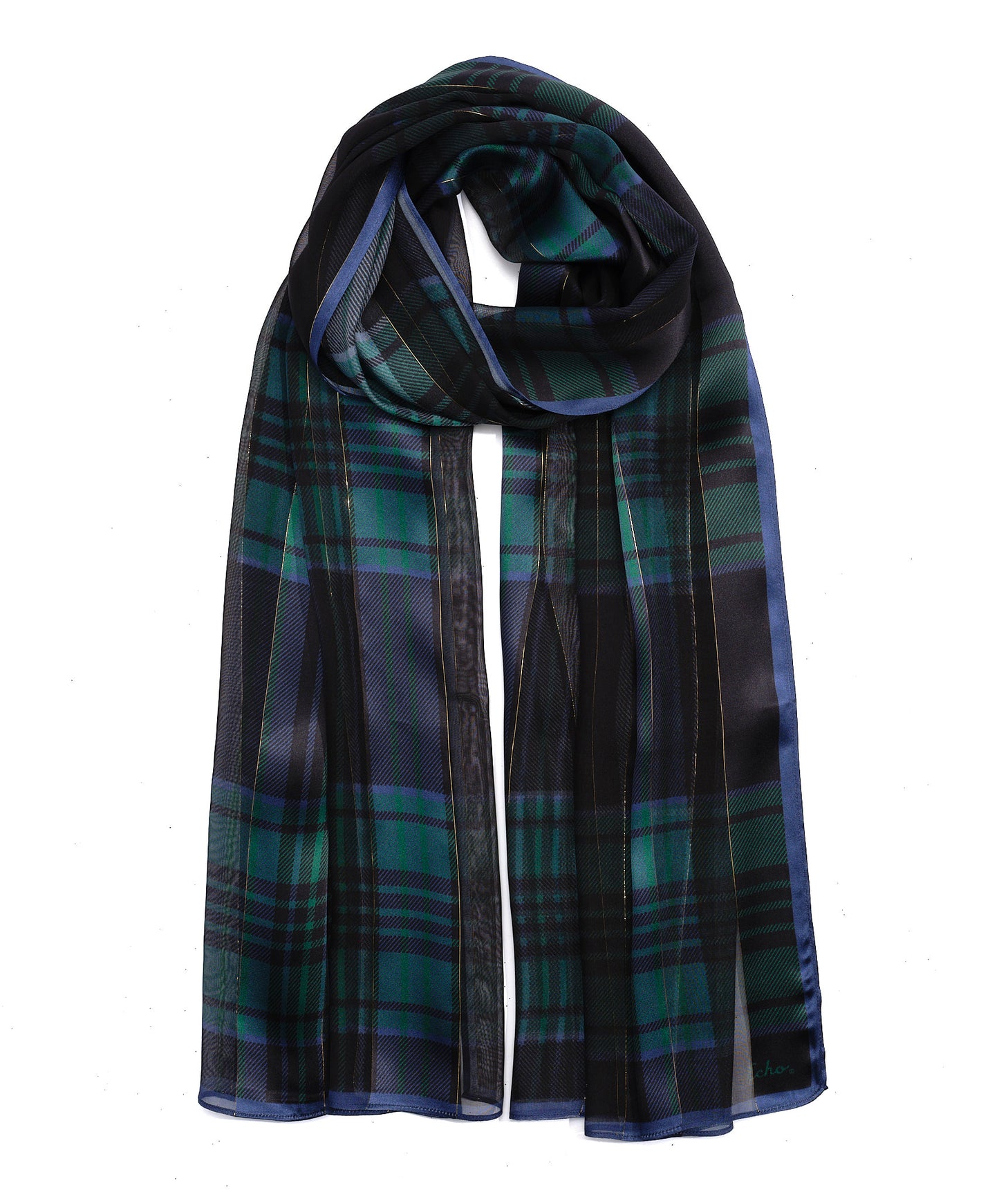 Holiday Plaid Wrap in color Blue Spruce