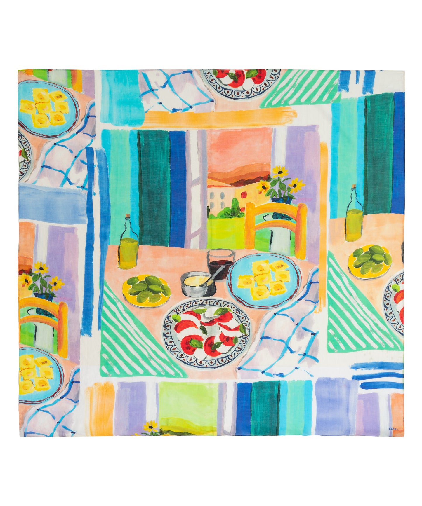 Veranda Oversized Square Scarf in multi