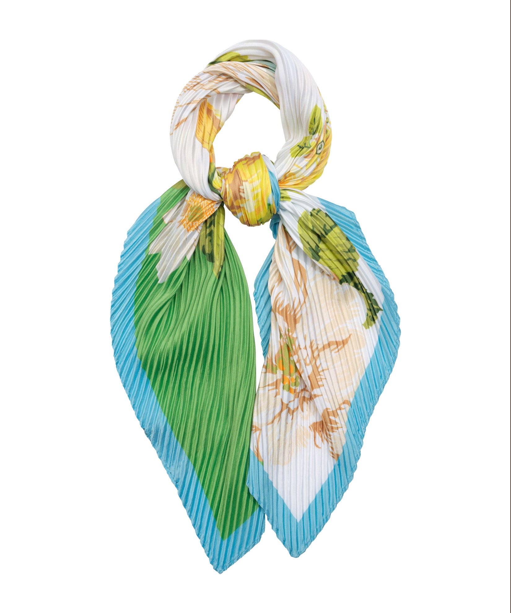 Sunshine Garden Pleated Diamond Scarf in color sky blue