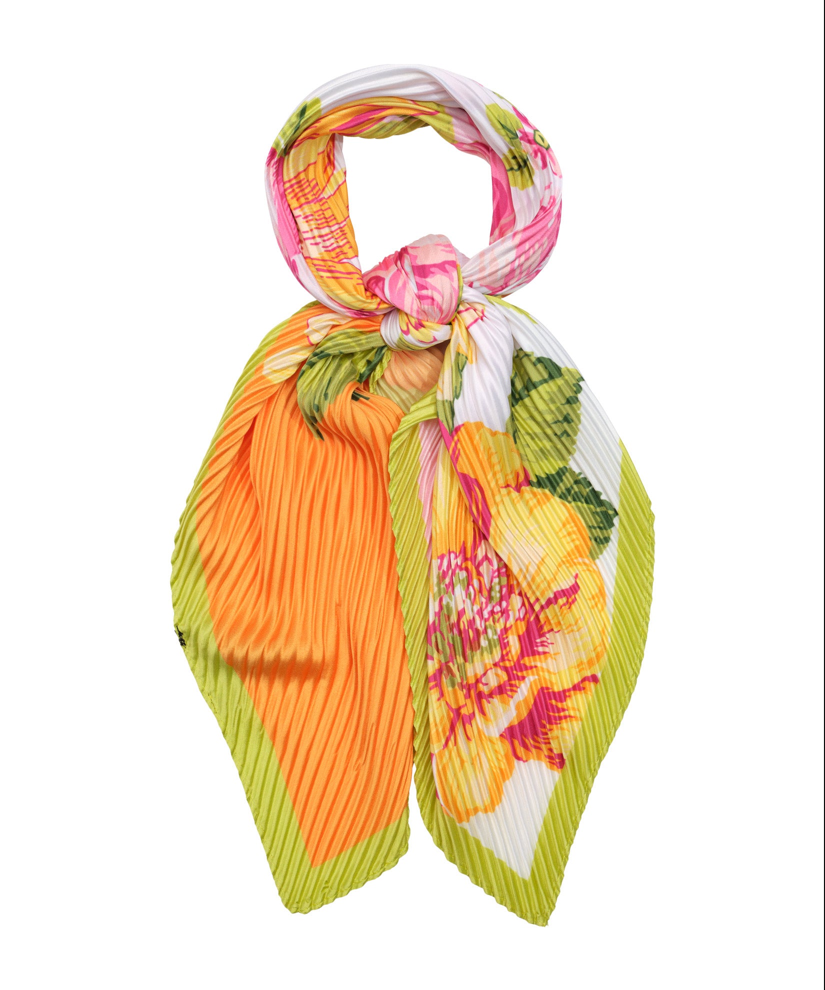 Sunshine Garden Pleated Diamond Scarf in color peony