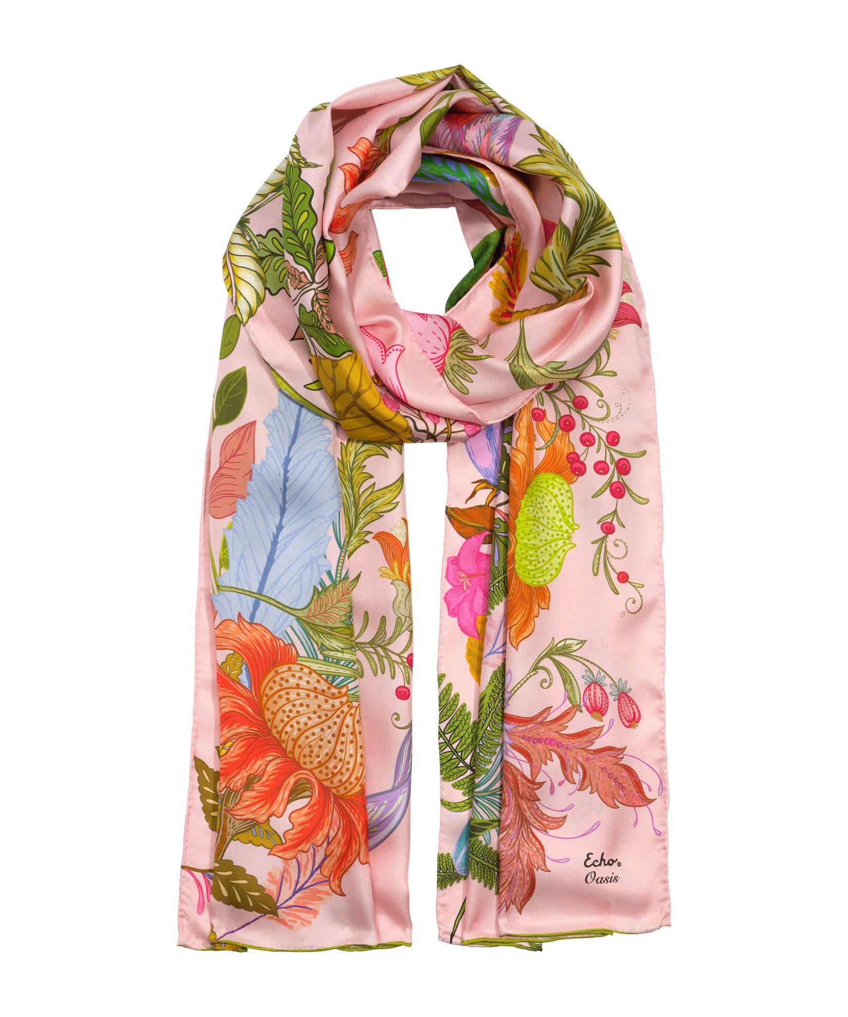 Oasis Silk Oblong Scarf in color peony