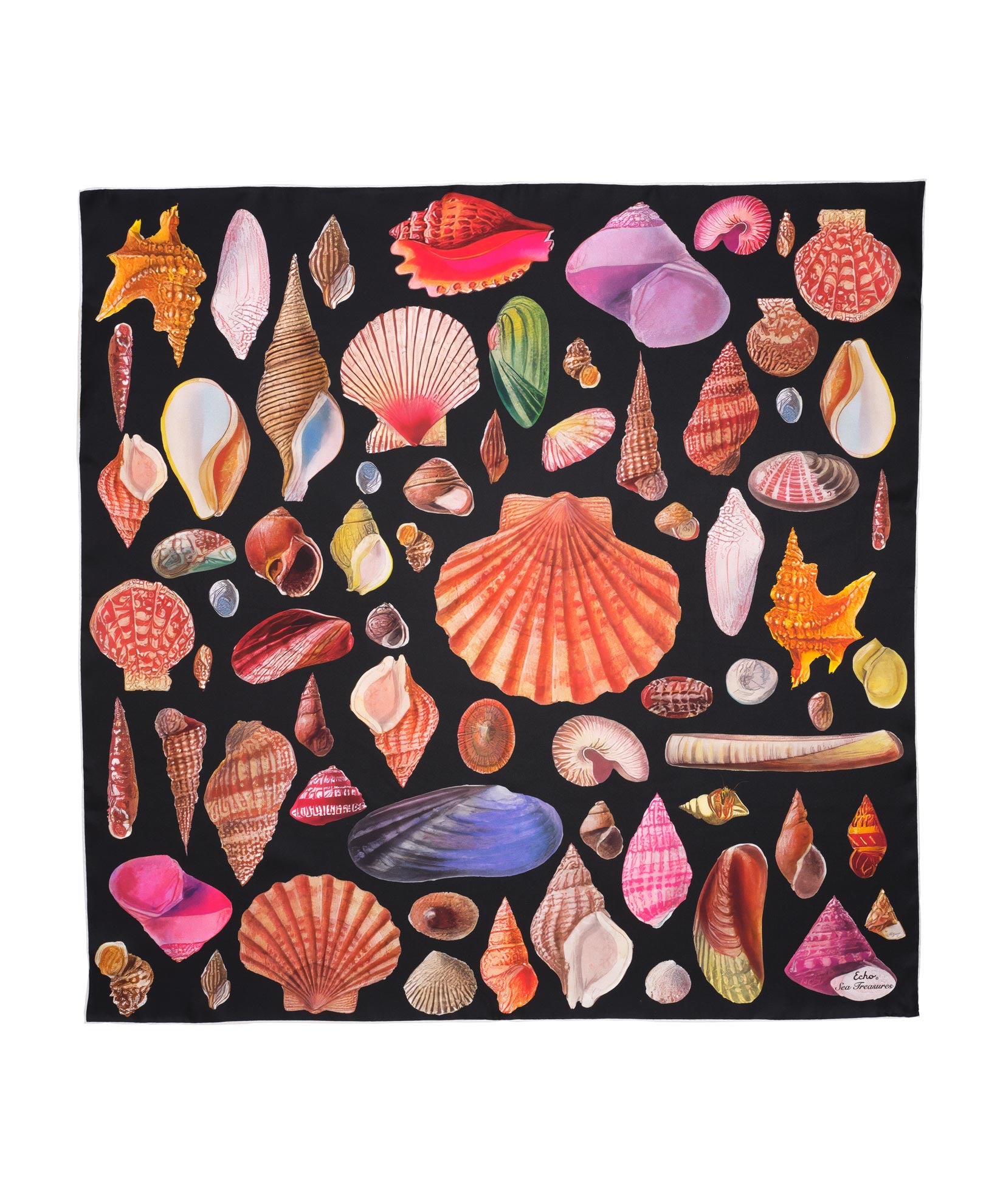 Sea Treasures 35 Silk Square Scarf in color black