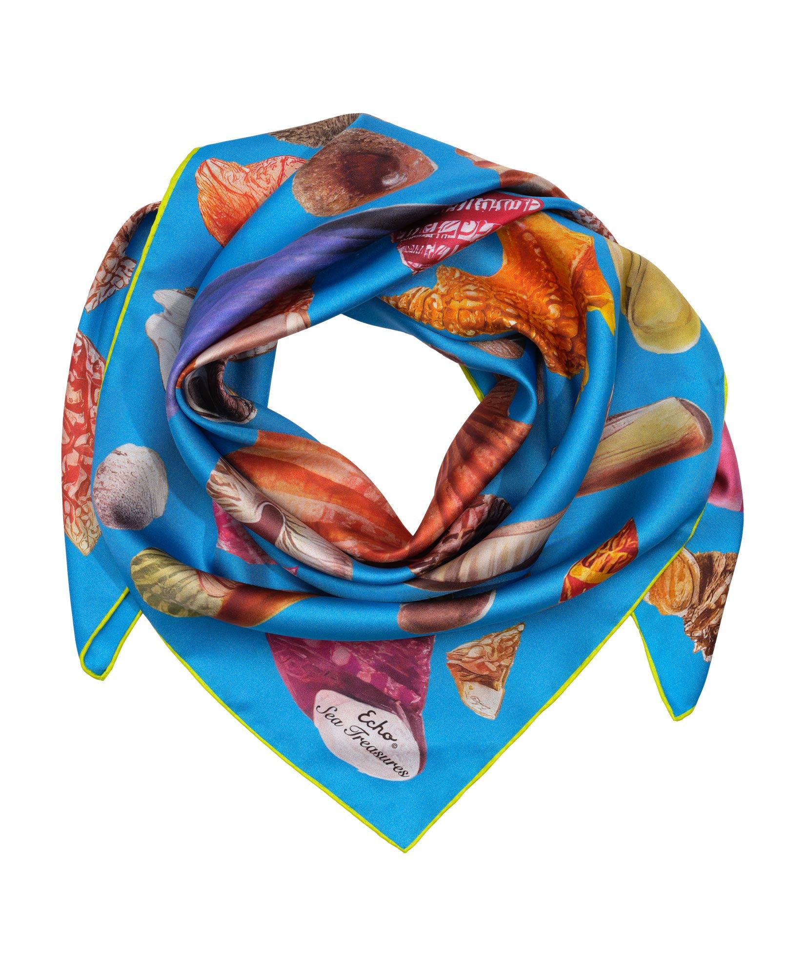 Sea Treasures 35" Silk Square Scarf in color Hawaiian Ocean