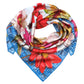 Tropical Floral 35" Silk Square Scarf in color vista blue