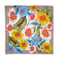 Tropical Floral 35" Silk Square Scarf in color buttercup