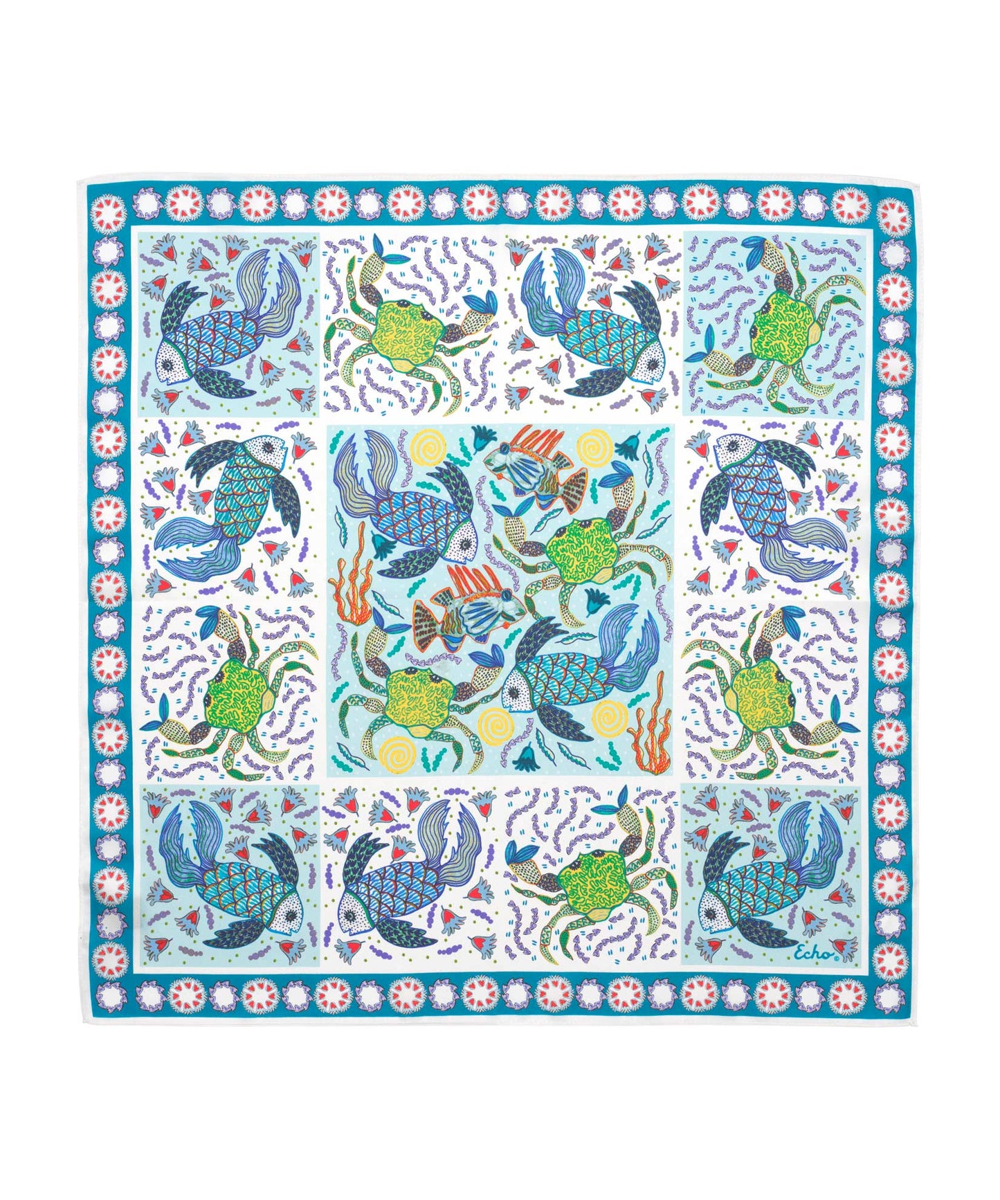 Crabby Silk Bandana in color turquoise