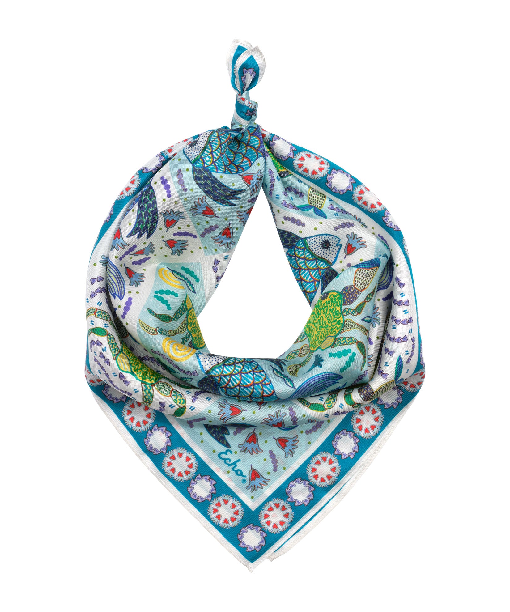 Crabby Silk Bandana in color turquoise