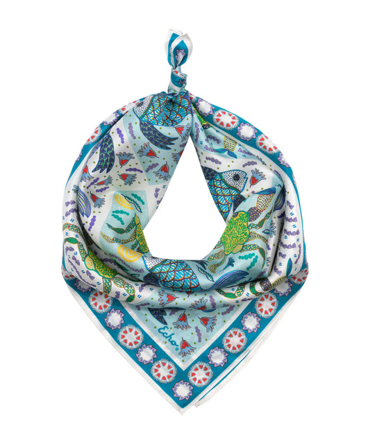 Crabby Silk Bandana in color turquoise