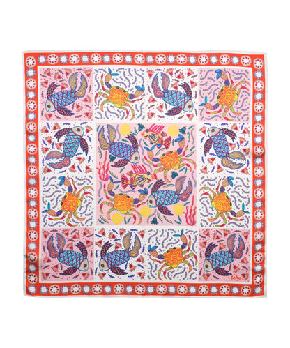 Crabby Silk Bandana in color sunkissed coral