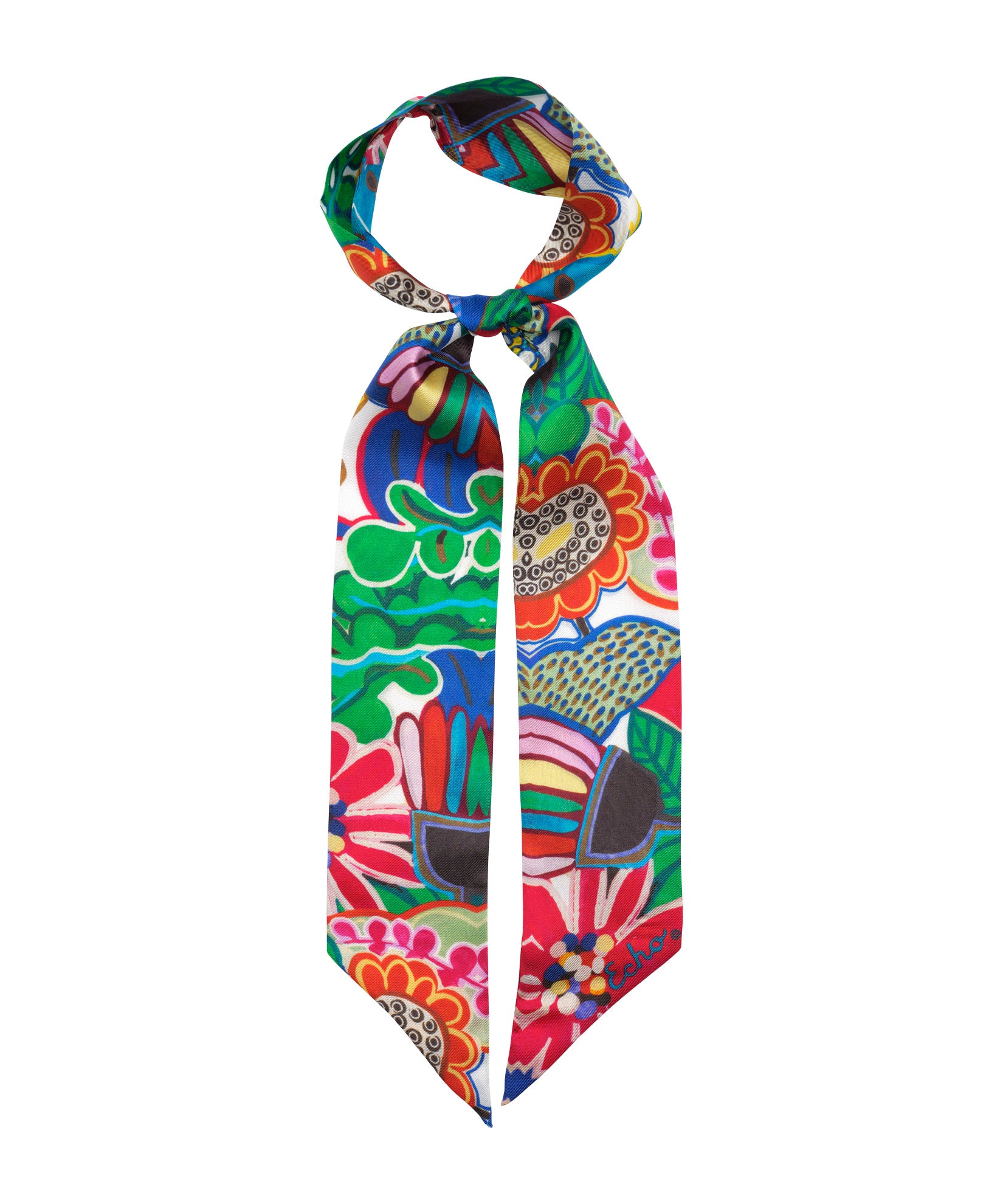 Celebration Floral Silk Ribbon Scarf in multi