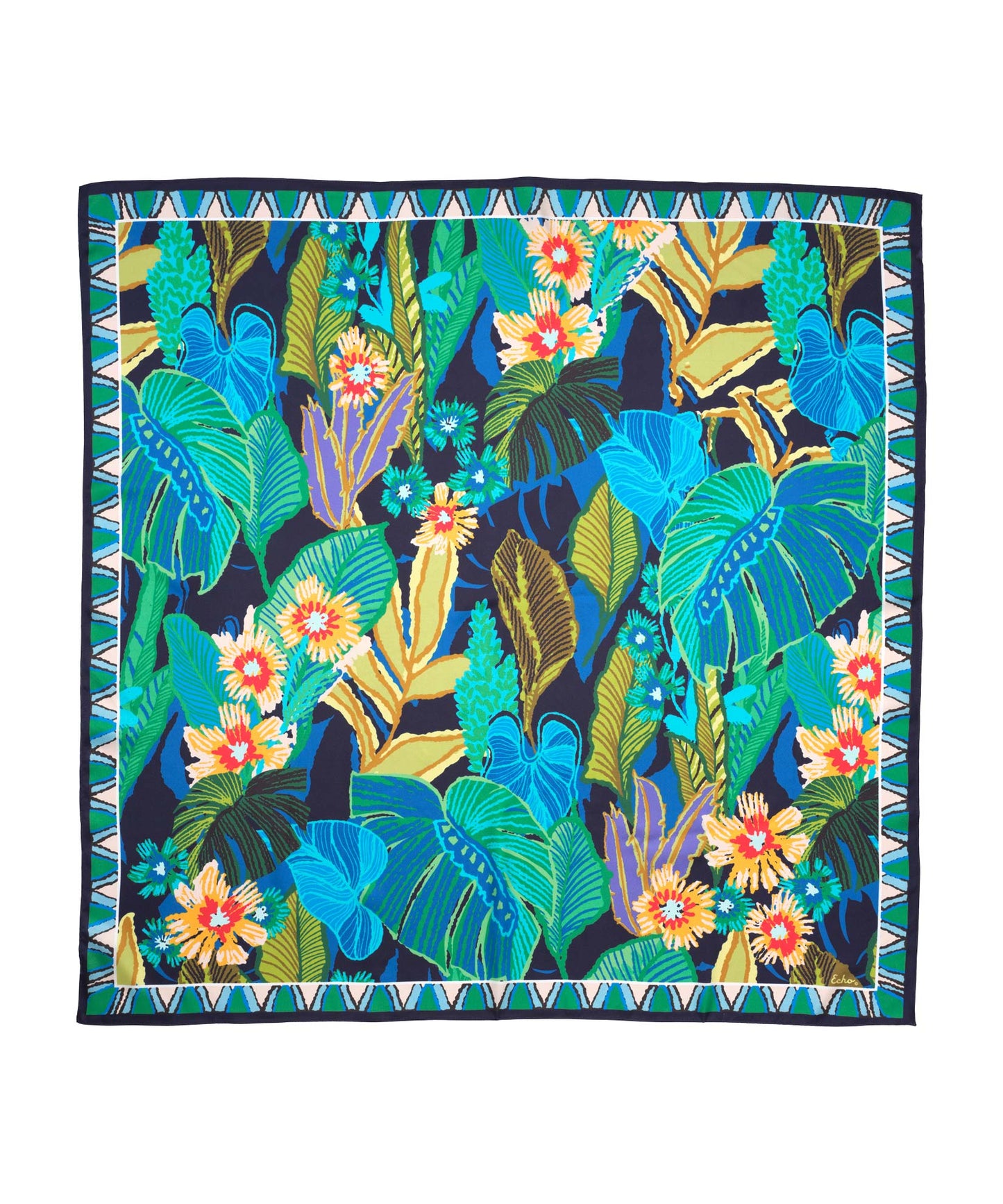 Rainforest 35" Silk Square Scarf in color Hawaiian ocean