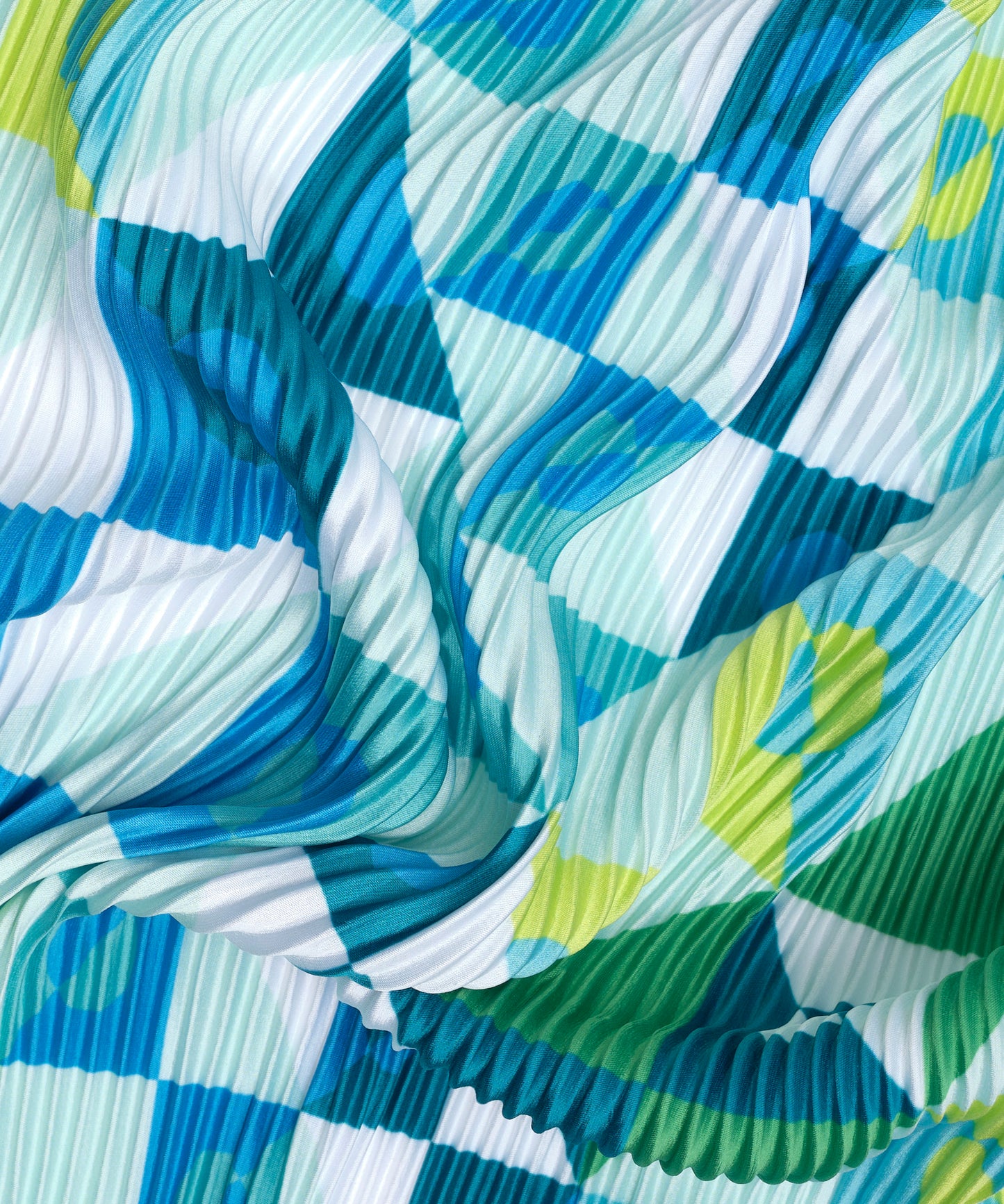 Mosaic Geo Pleated Diamond Scarf in color aqua