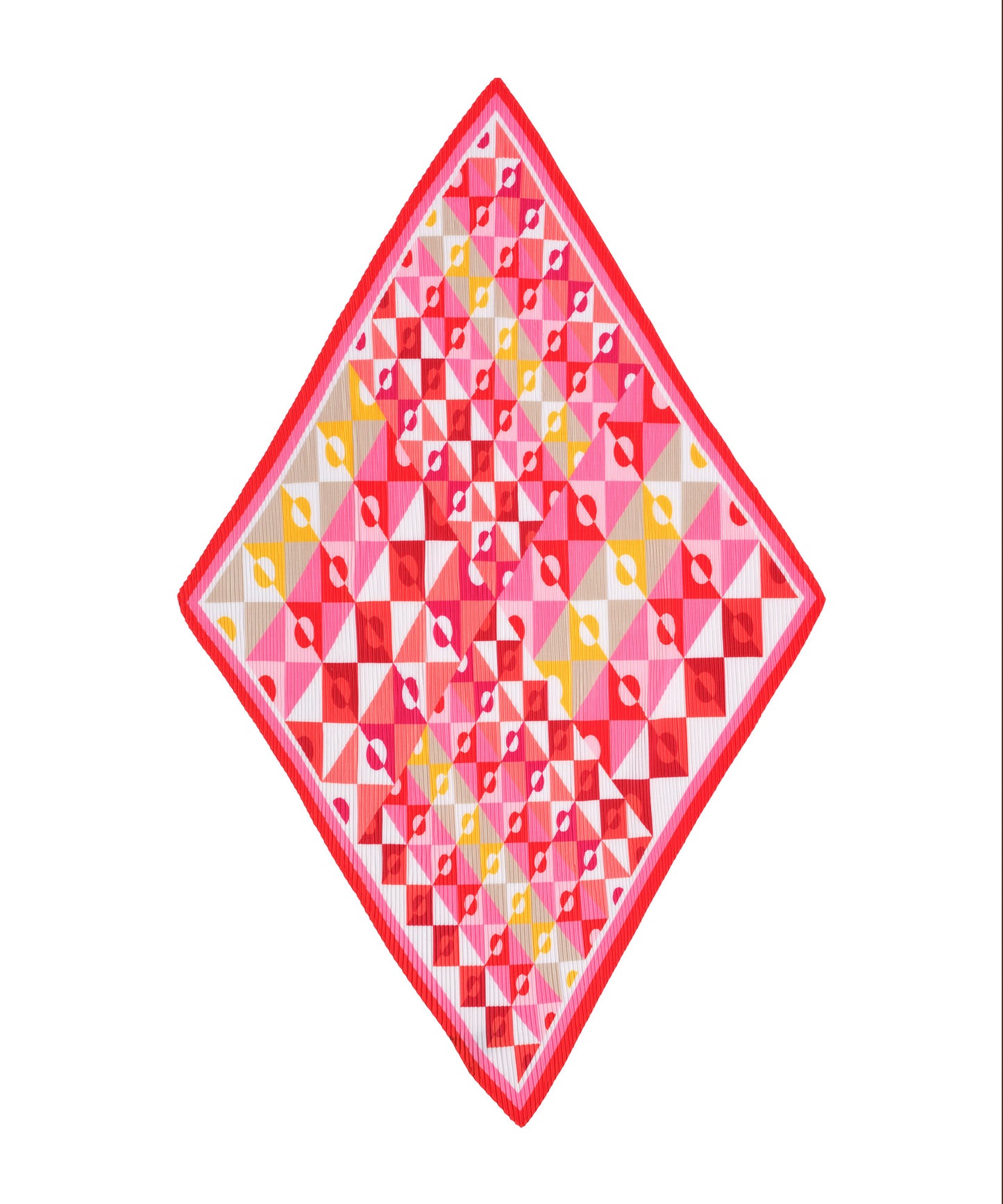 Mosaic Geo Pleated Diamond Scarf in color pink lemonade