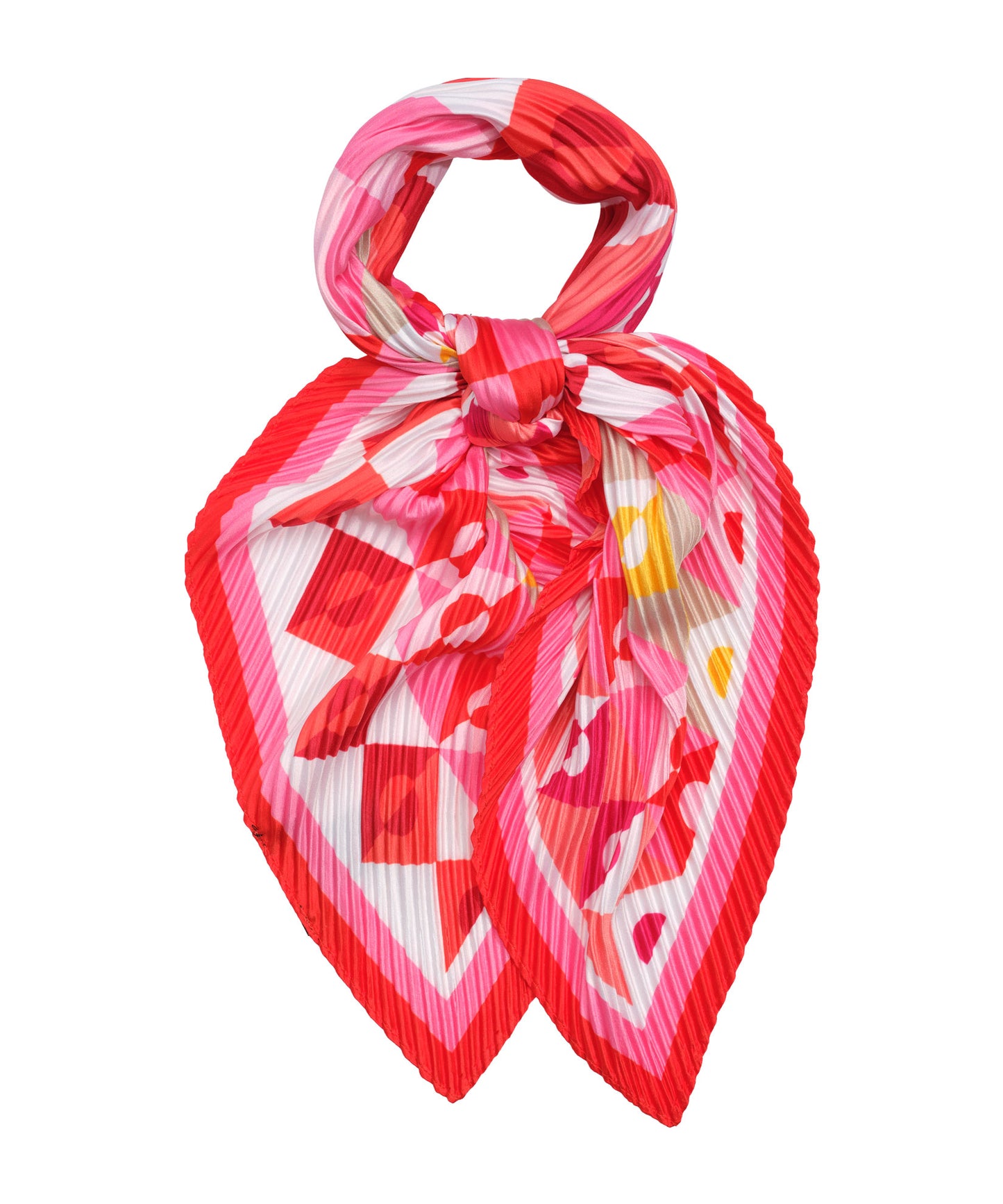 Mosaic Geo Pleated Diamond Scarf in color pink lemonade