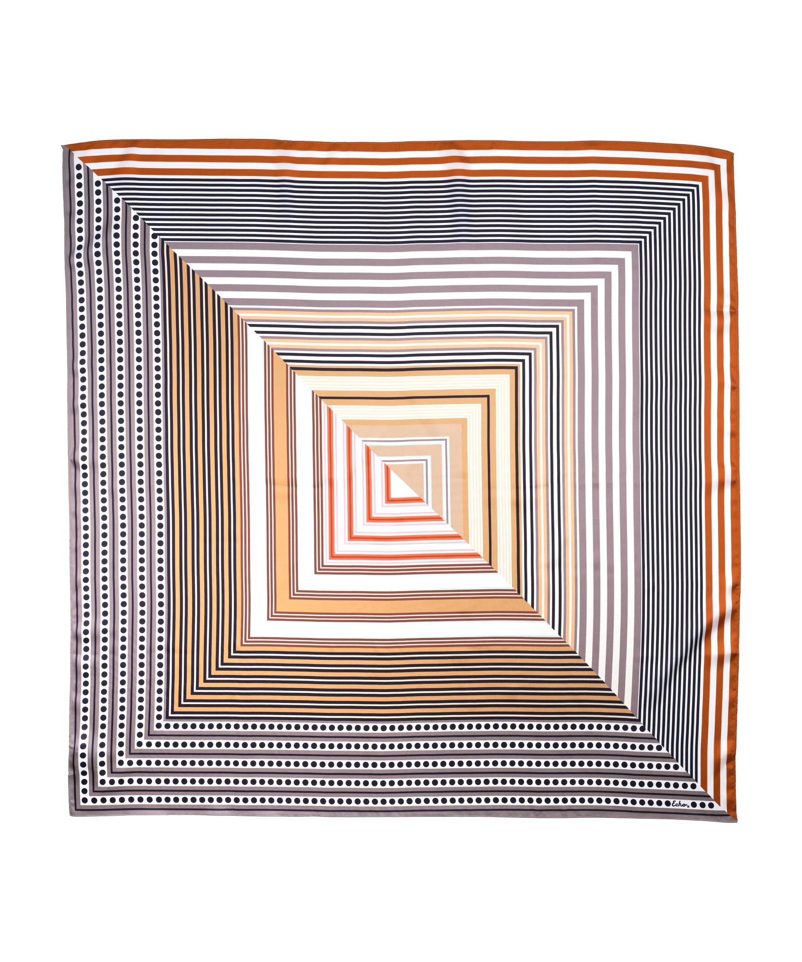 Stripe Vortex 35" Silk Square Scarf in color starfish