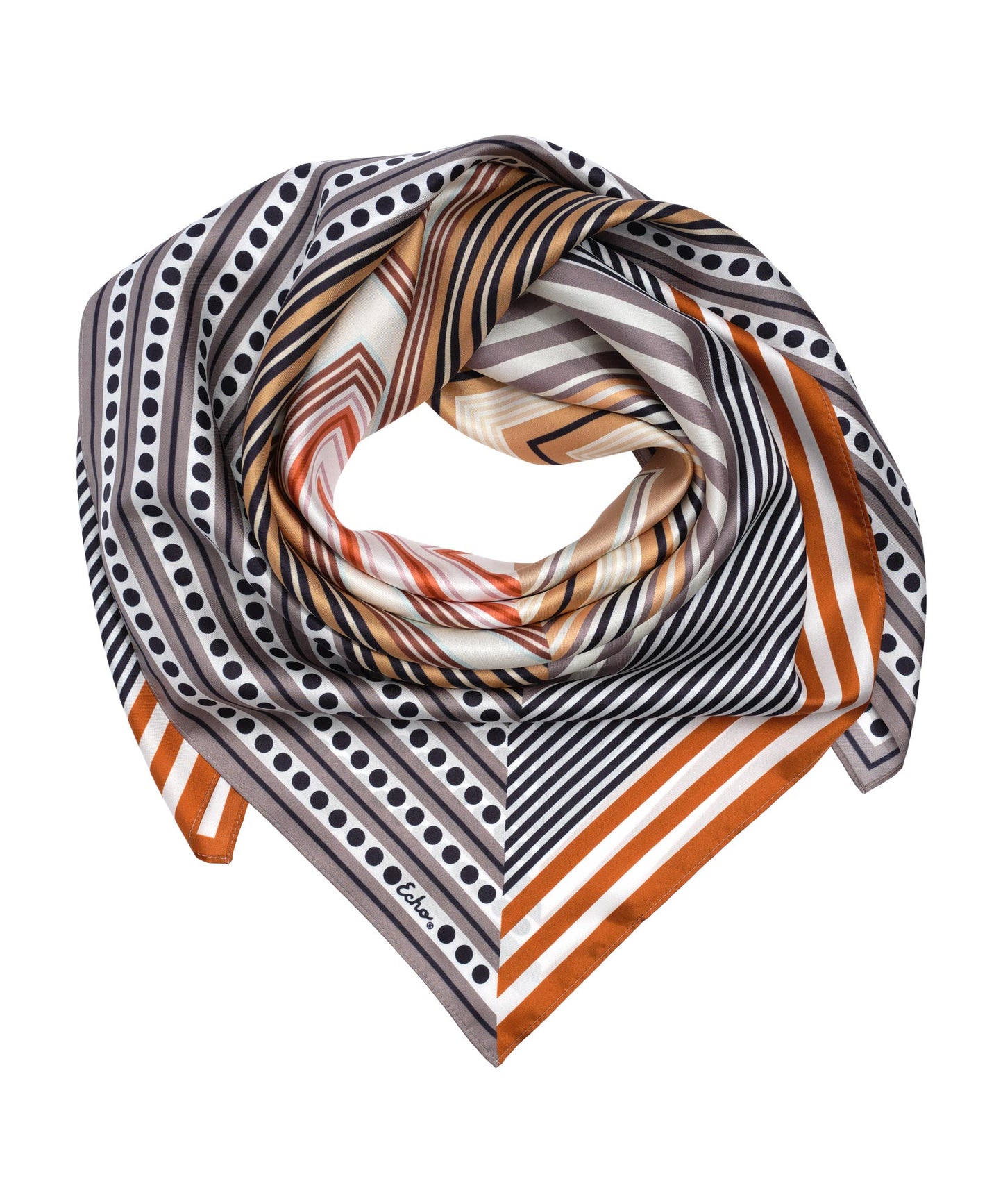 Stripe Vortex 35" Silk Square Scarf in color starfish