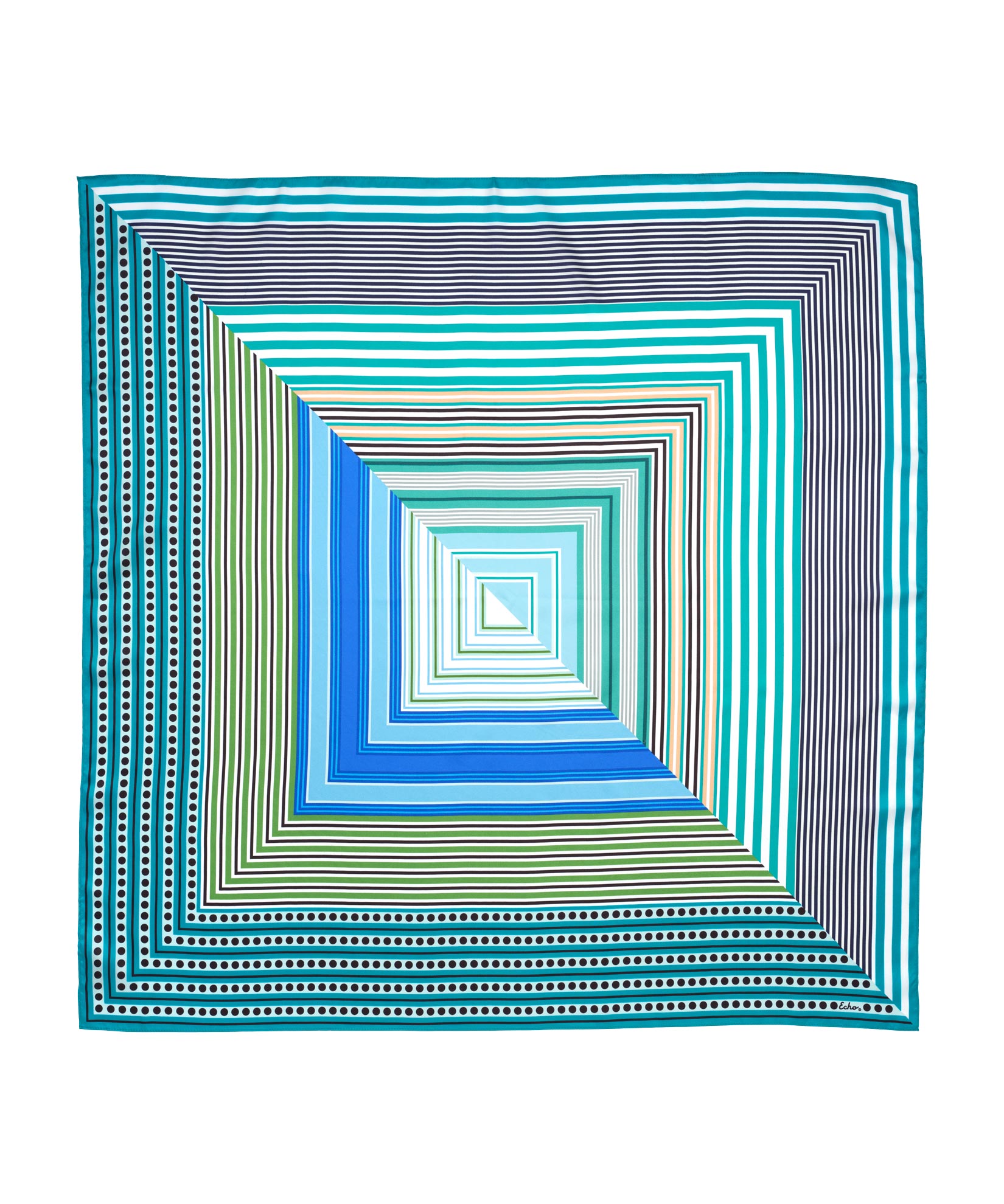 Stripe Vortex 35" Silk Square Scarf in color Hawaiian Ocean