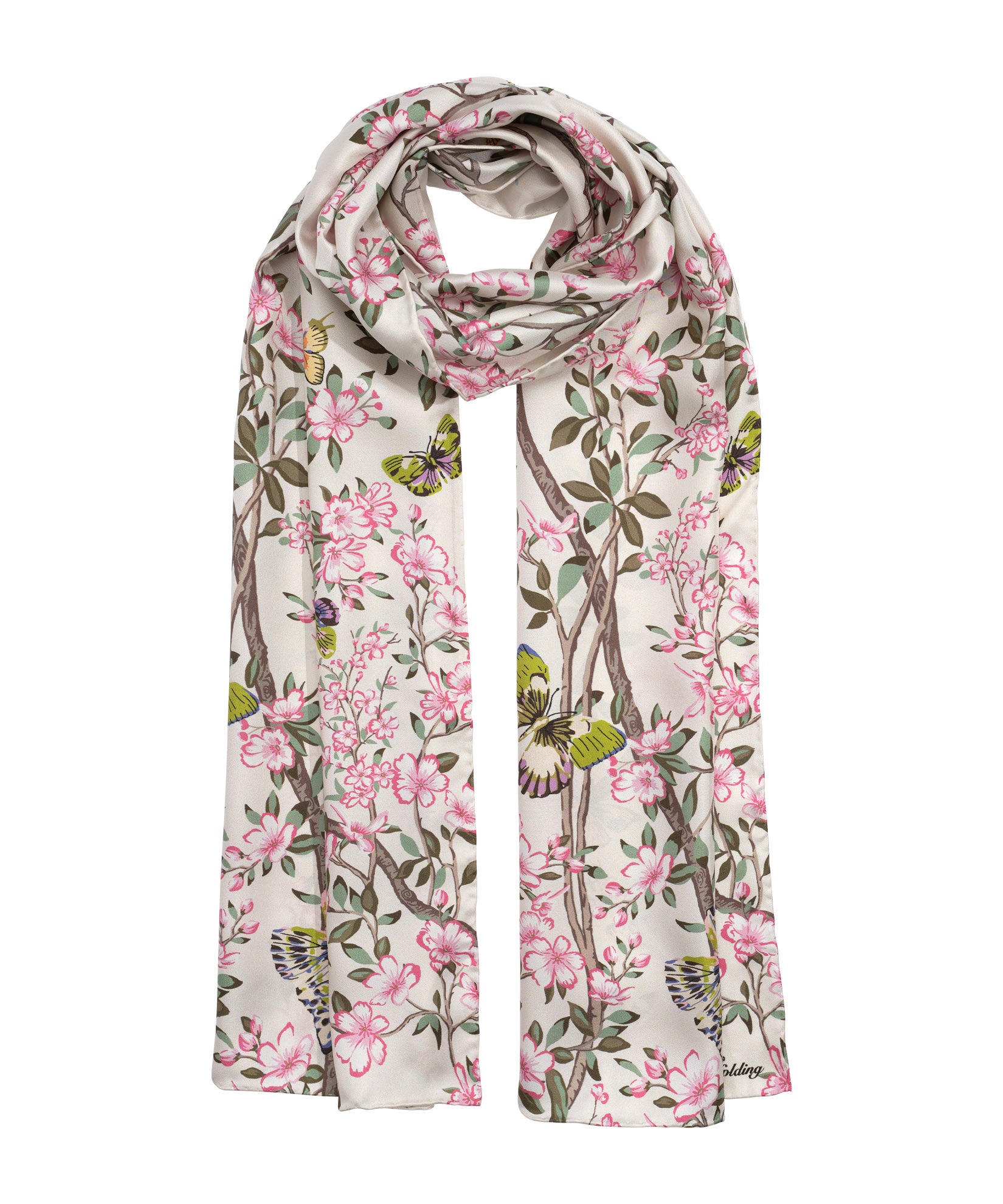 Spring Unfolding Silk Oblong Scarf in color cream